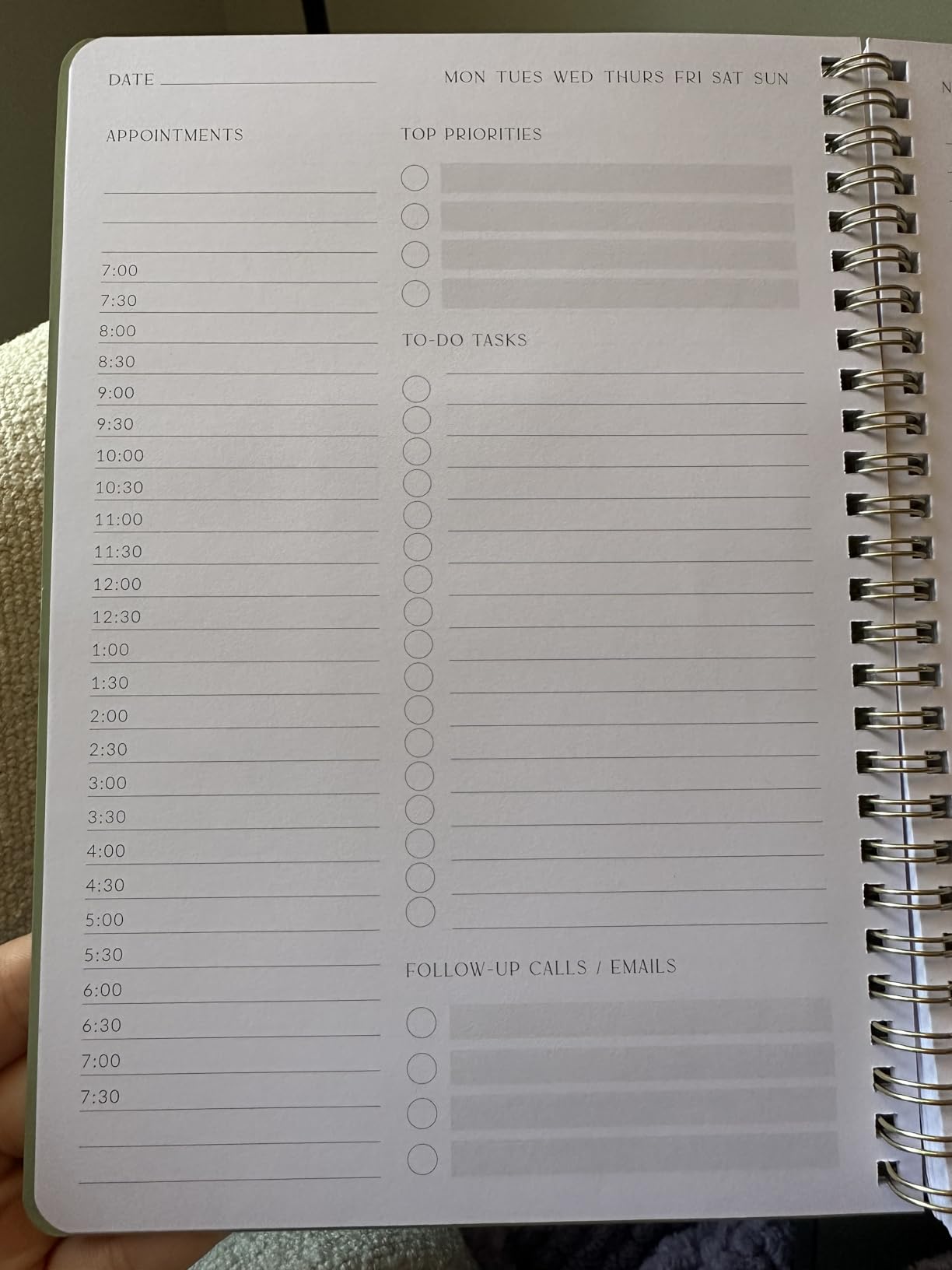 Beautiful Daily Planner And Notebook With Hourly Schedule - Spiral Notebook customer photo 2