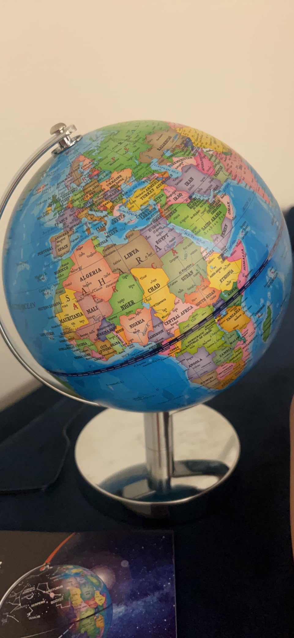 USA Toyz Illuminated Globe for Kids Learning- 3-in-1 STEM Globes of the World with Stand, Constellation Map, Built-in LED Night Light Desk Globe Lamp, Non-Tip Metal Base, 9.75” Tall, 7 Inch Diameter customer photo 1