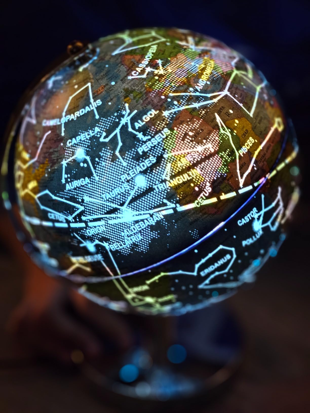 USA Toyz Illuminated Globe for Kids Learning- 3-in-1 STEM Globes of the World with Stand, Constellation Map, Built-in LED Night Light Desk Globe Lamp, Non-Tip Metal Base, 9.75” Tall, 7 Inch Diameter customer photo 2