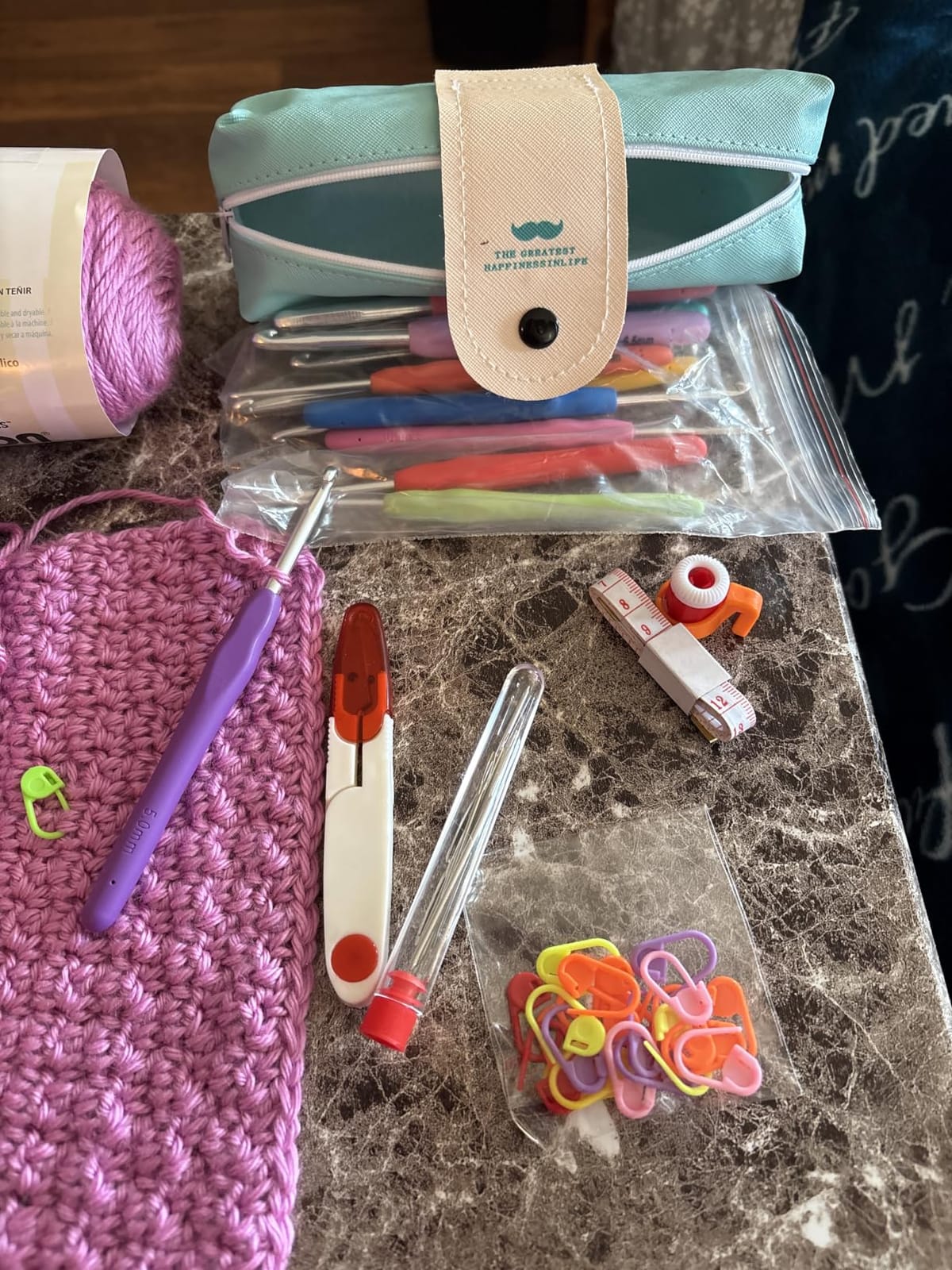 MECHEER Crochet Hooks 12 Sizes Crochet Hook Set, 51 Pack Yarn Crochet Kit for Beginners, Knitting Needles with Ergonomic Handles for Arthritic Hands, Crochet Needle Kit with Blue Case for Crocheters customer photo 1