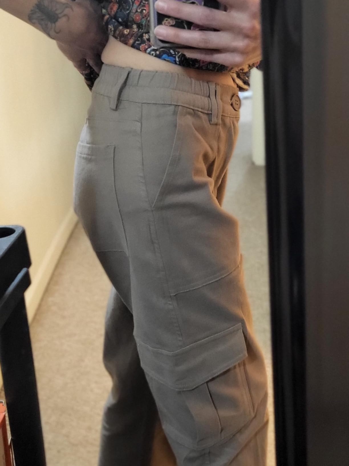 Lepunuo Cargo Pants for Women High Waisted Casual Pants Baggy Stretchy Wide Leg Y2K Streetwear with 6 Pockets customer photo 1