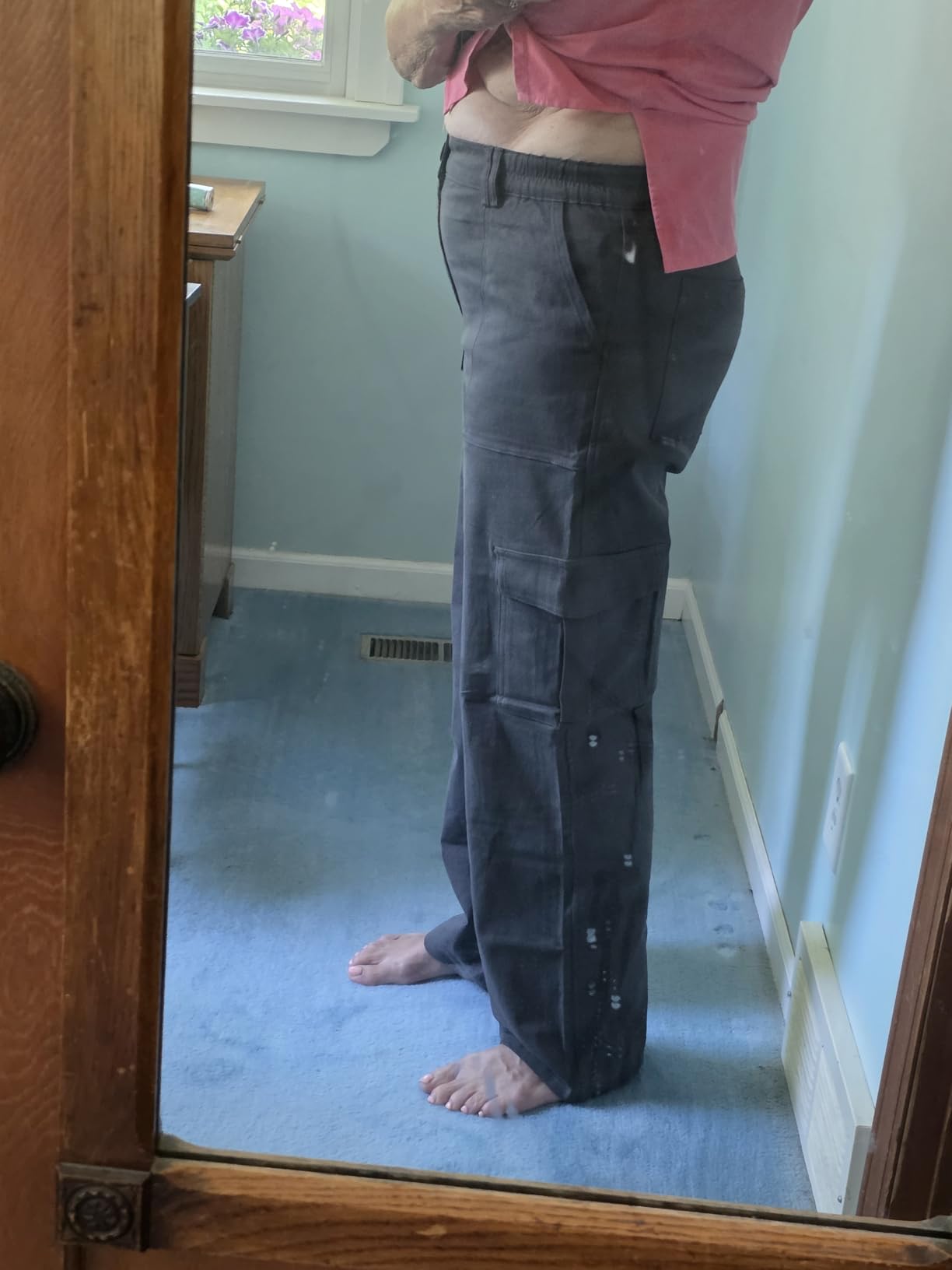Lepunuo Cargo Pants for Women High Waisted Casual Pants Baggy Stretchy Wide Leg Y2K Streetwear with 6 Pockets customer photo 2