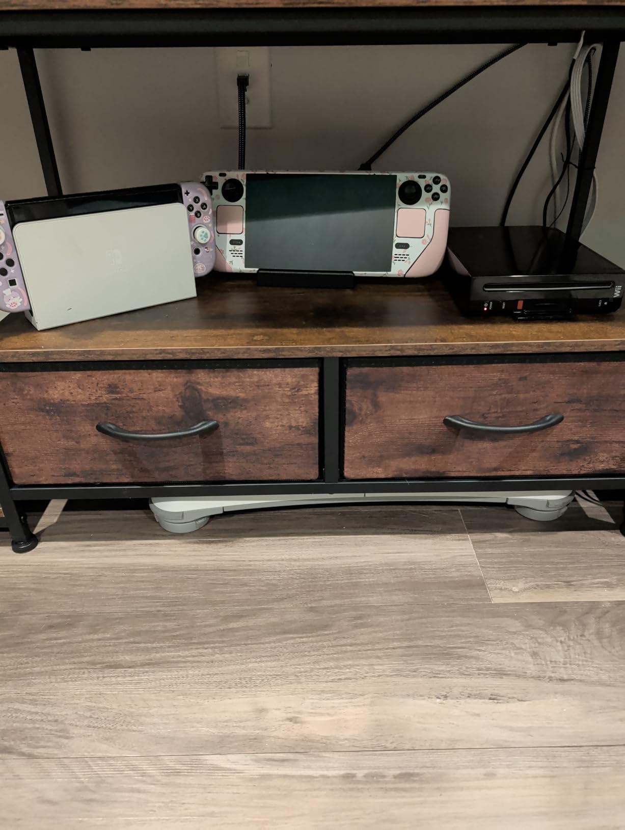 GYIIYUO TV Stand with Fabric Drawers for 65 70 75 Inches TV - Entertainment Center and Industrial TV Console Table with Open Storage Shelves for Living Room, Bedroom - 63