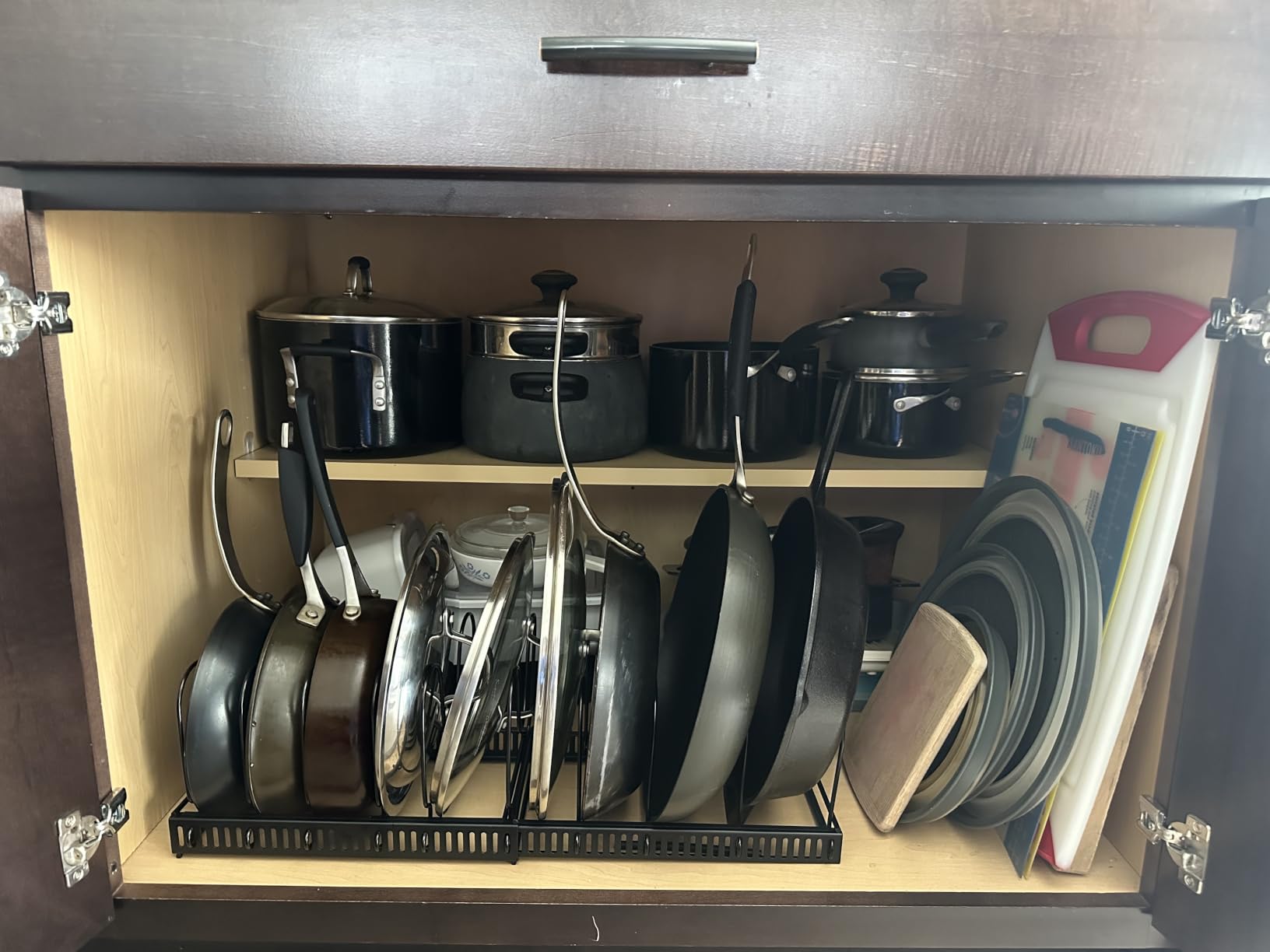 MUDEELA Expandable Pot Pan Lid Organizers inside Cabinet, 10 Divider-Black customer photo 1