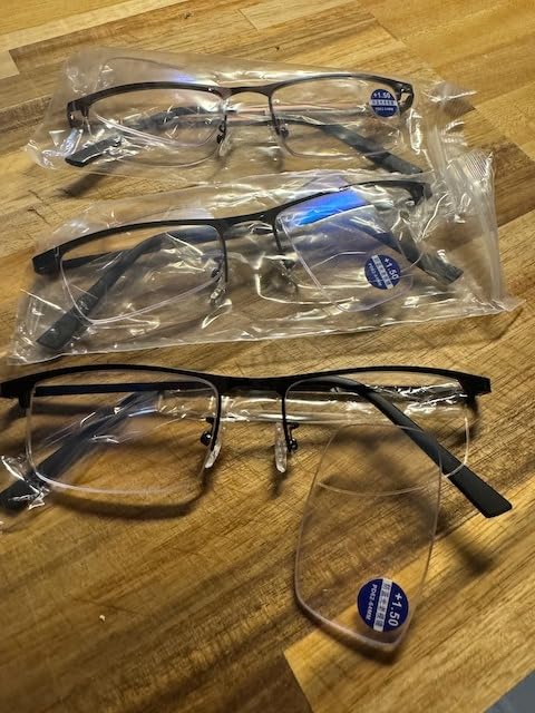 Blue Light Blocking Reading Glasses ,Men Half Frame Metal Computer Readers customer photo 2
