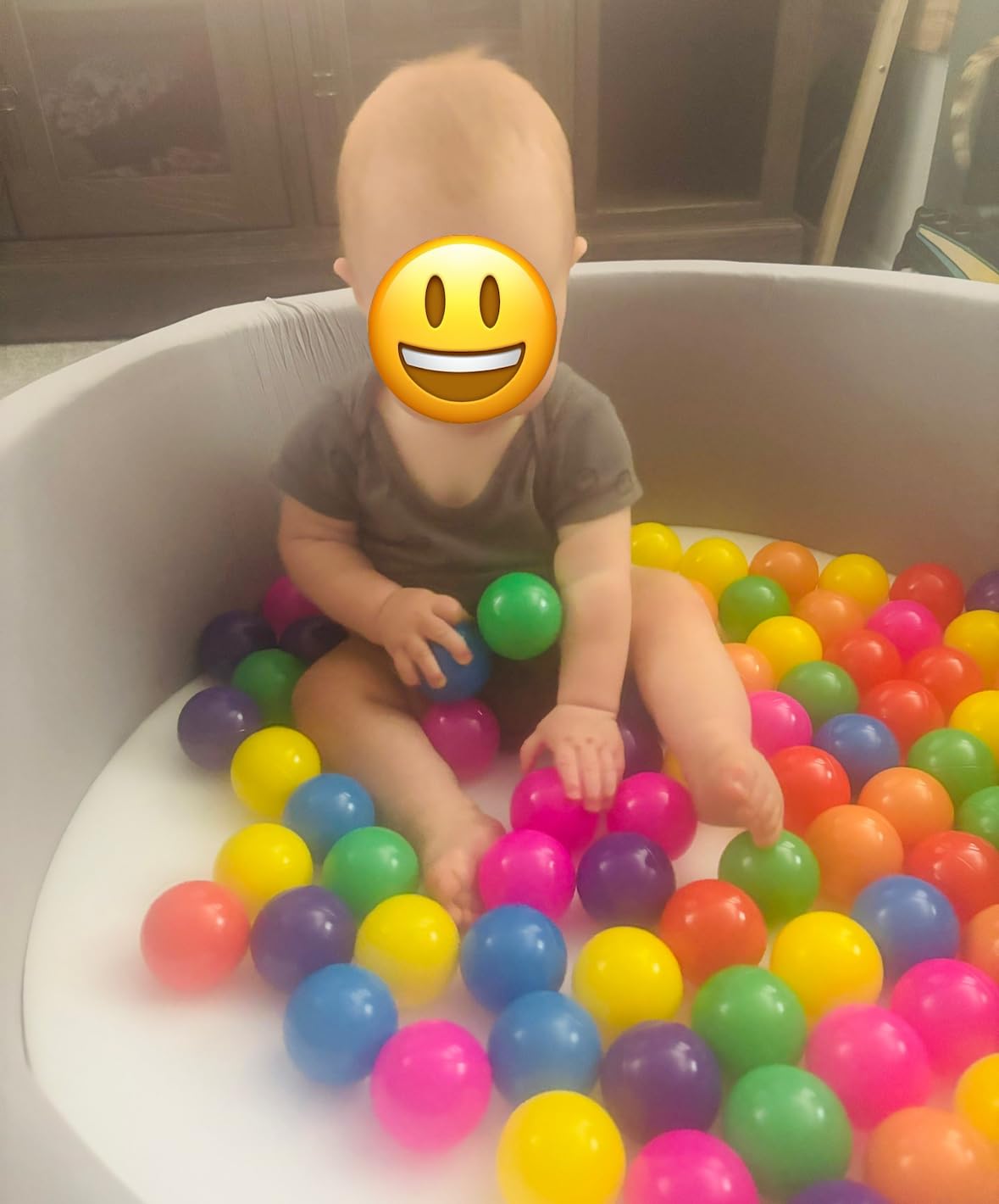 Wilwolfer Foam Ball Pit, Ball Pit for Toddlers, Gray, 100 Rainbow Balls customer photo 2