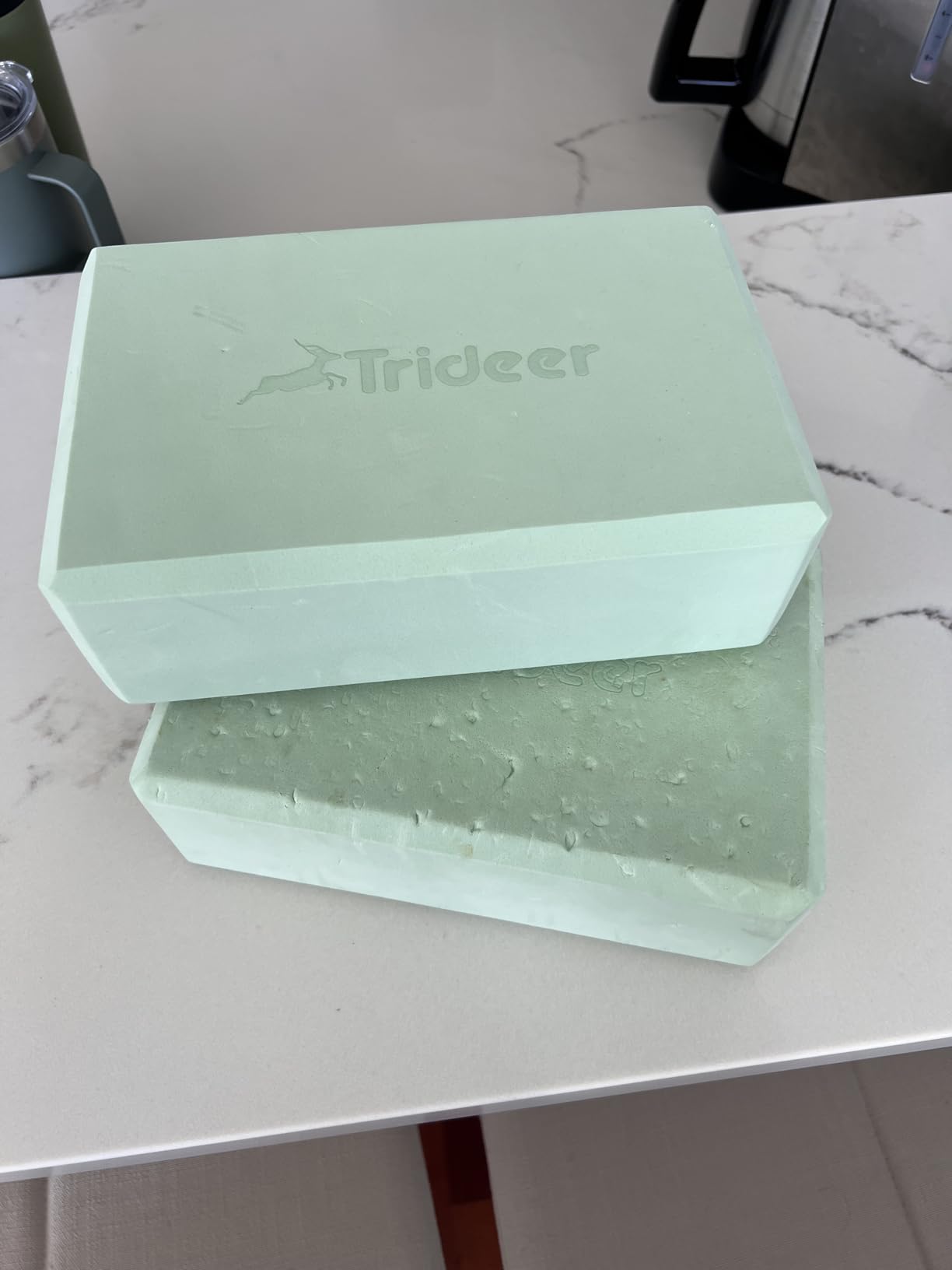 Trideer Yoga Blocks 2 Pack, Soft Non-Slip Foam Blocks with Beveled Edges for Alignment and Stretching in Yoga, Pilates, and Dance - Supportive, Lightweight, Odor Resistant, Latex-Free customer photo 1