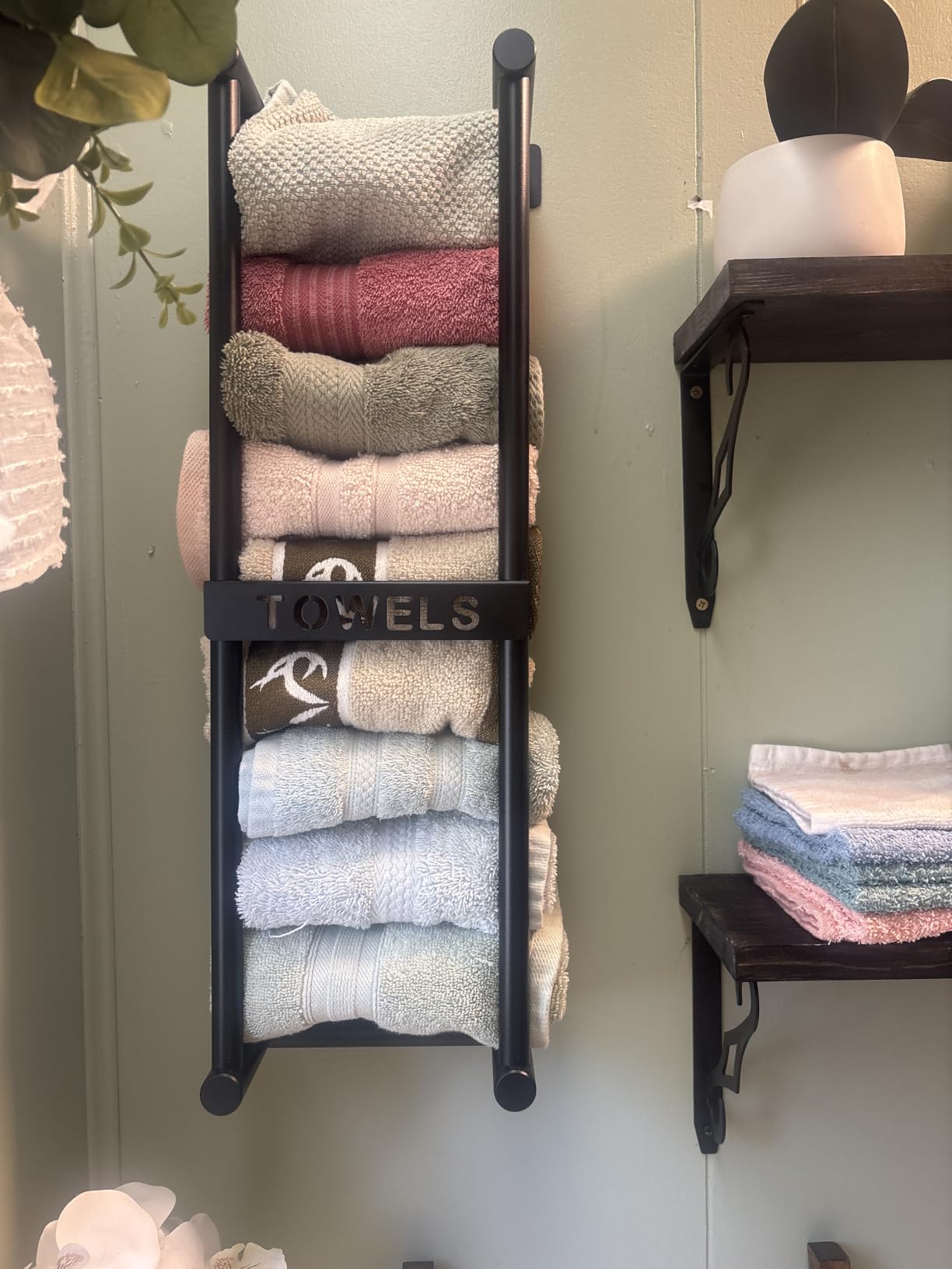 STWWO Towel Racks for Bathroom, Bathroom Towel Storage Wall Mounted 30 inch with Shelf Can Holds 6 Large Towels, Wall Towel Rack for Rolled Towels, Black customer photo 2