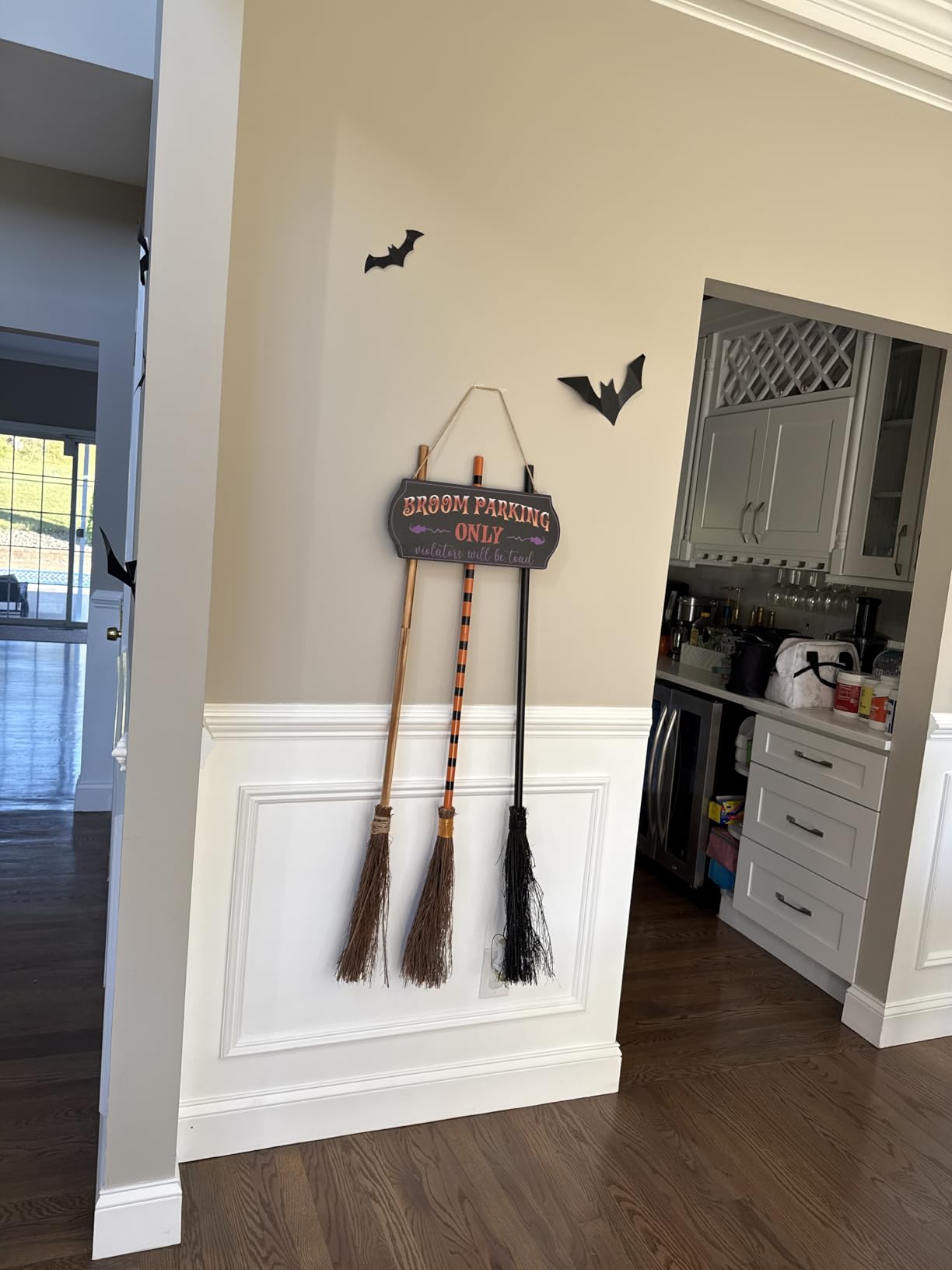 Halloween Decorations - Broom Parking Sign with 3 Wooden Witches Brooms customer photo 2