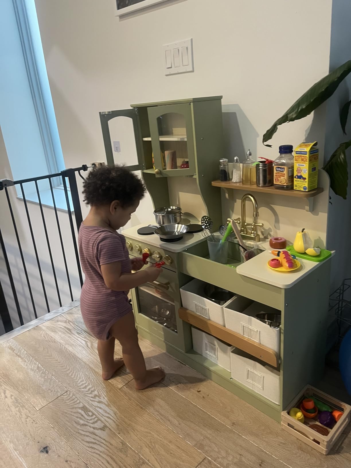 Tiny Land Wooden Play Kitchen for Kids with Toy Storage for Pretend Play | Built-In Cabinets, Felt Bins & Cookware Accessories Make Cleanup Easy While Encouraging Organizational Skills customer photo 2