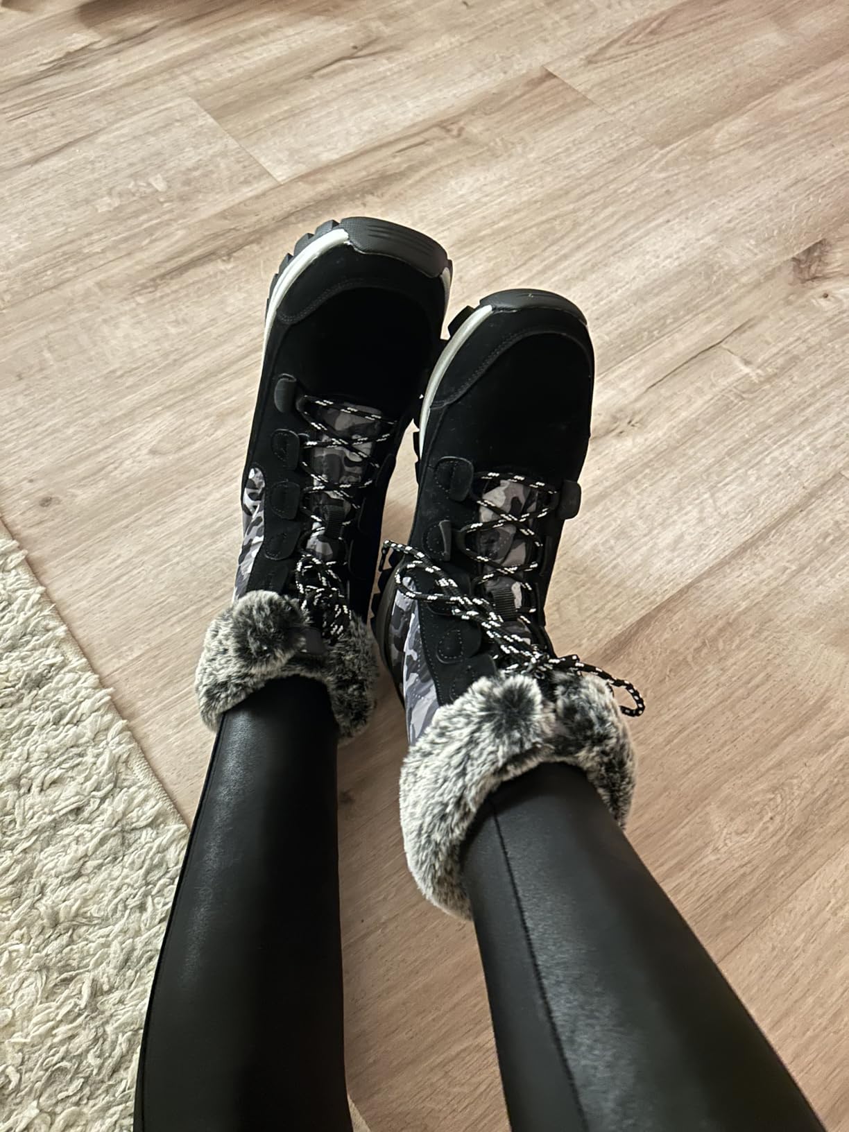 COOJOY Womens Waterproof Winter Snow Boots Warm Shoes Furry Mid Calf Lightweight Walking Hiking Booties customer photo 1