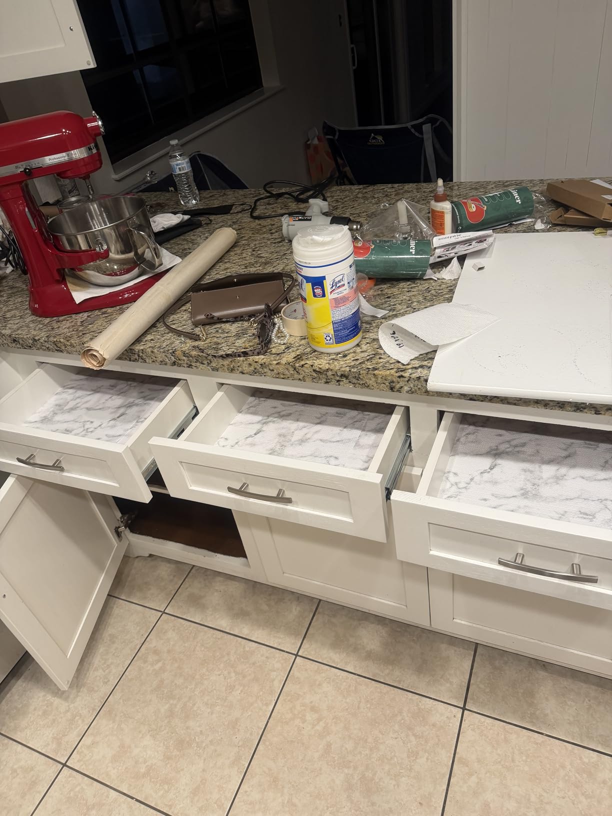 2-Layer Drawer and Shelf Liner for Kitchen Cabinet: 12 in X 20 Ft Non Slip Waterproof Shelf Paper Non Adhesive Refrigerator Liners White Marble Easy Liners for Bathroom with Knife Tape Measure customer photo 2
