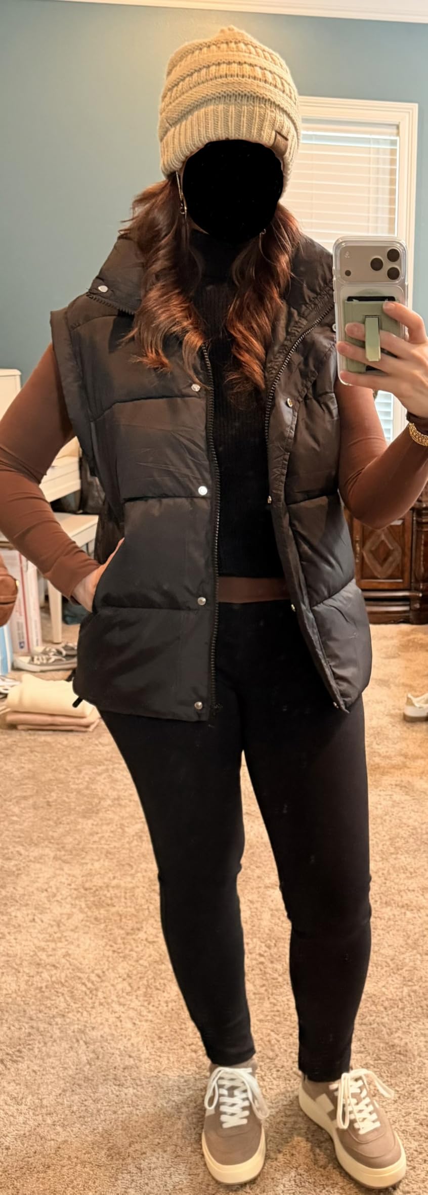 Songling Womens Oversized Puffer Vest Stand Collar Full Zip Sleeveless Bubble Puffer Vest Quilted Padded Warm Coat Outwear customer photo 1