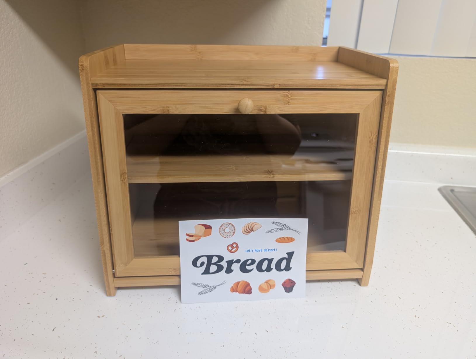 Goozii Bread Box for Kitchen Countertop, 2 Tier Large Breadbox Modern Black customer photo 2