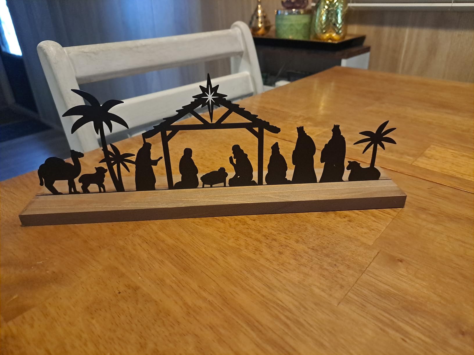Pinkunn Metal Nativity Scene Desktop, Black Nativity Set for Christmas customer photo 2