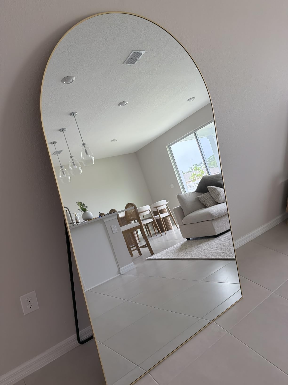 Koonmi 71x30 Arched Full Length Mirror, Floor Mirror with Stand | Shatterproof Tempered Glass, Modern Aluminum Alloy Frame, Free Standing Hanging or Leaning for Home Decor (Gold) customer photo 2