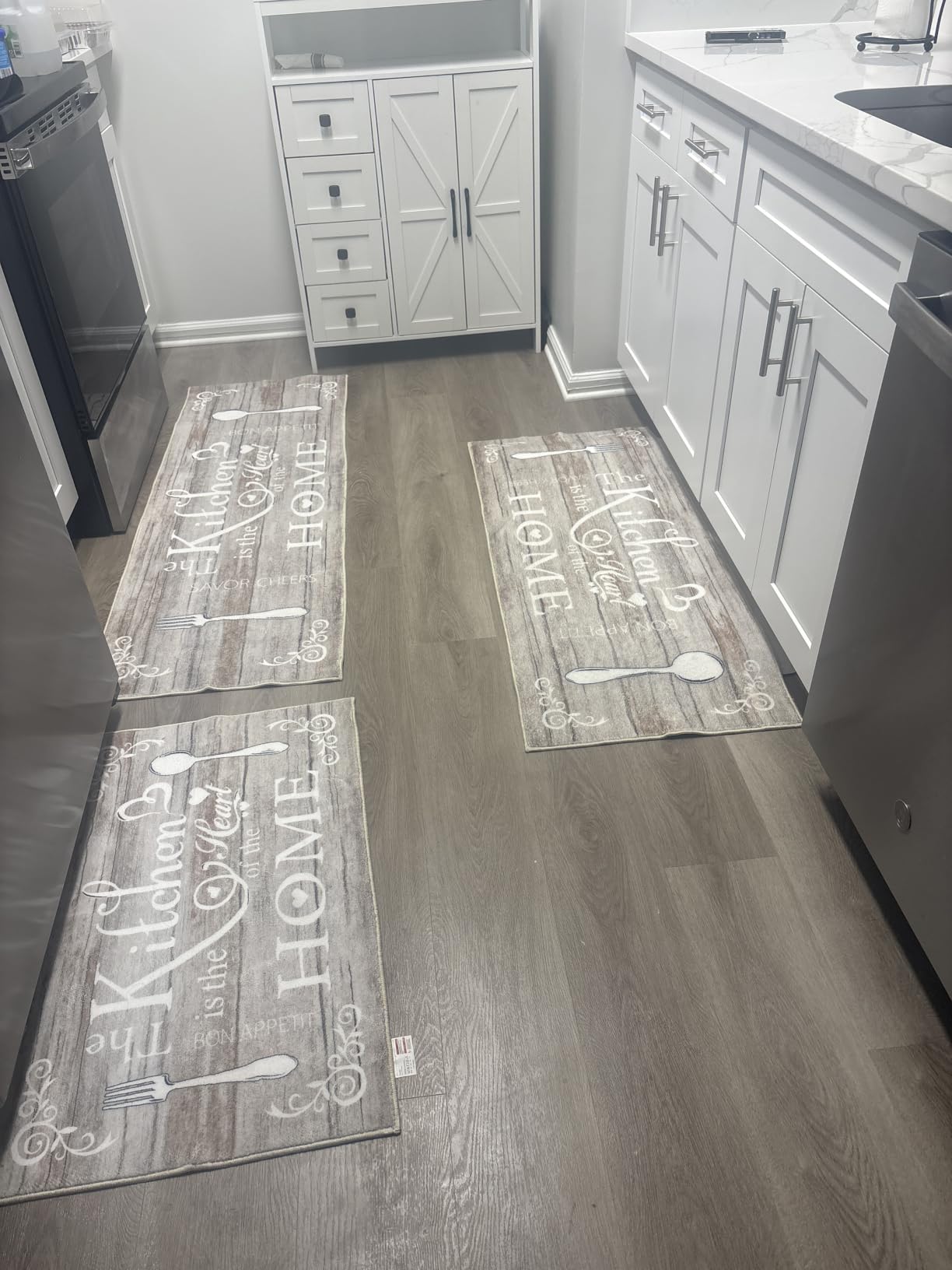 Vaukki Boho Kitchen Rug Sets 3 Piece,Teal Washable Kitchen Mat for Floor customer photo 1