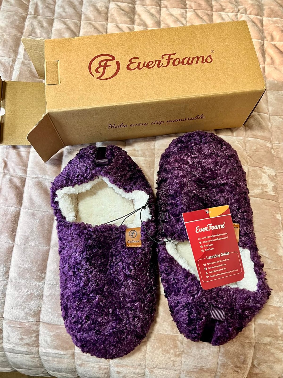 EverFoams Women’s Soft Curly Slippers Memory Foam Lightweight House Shoes customer photo 1