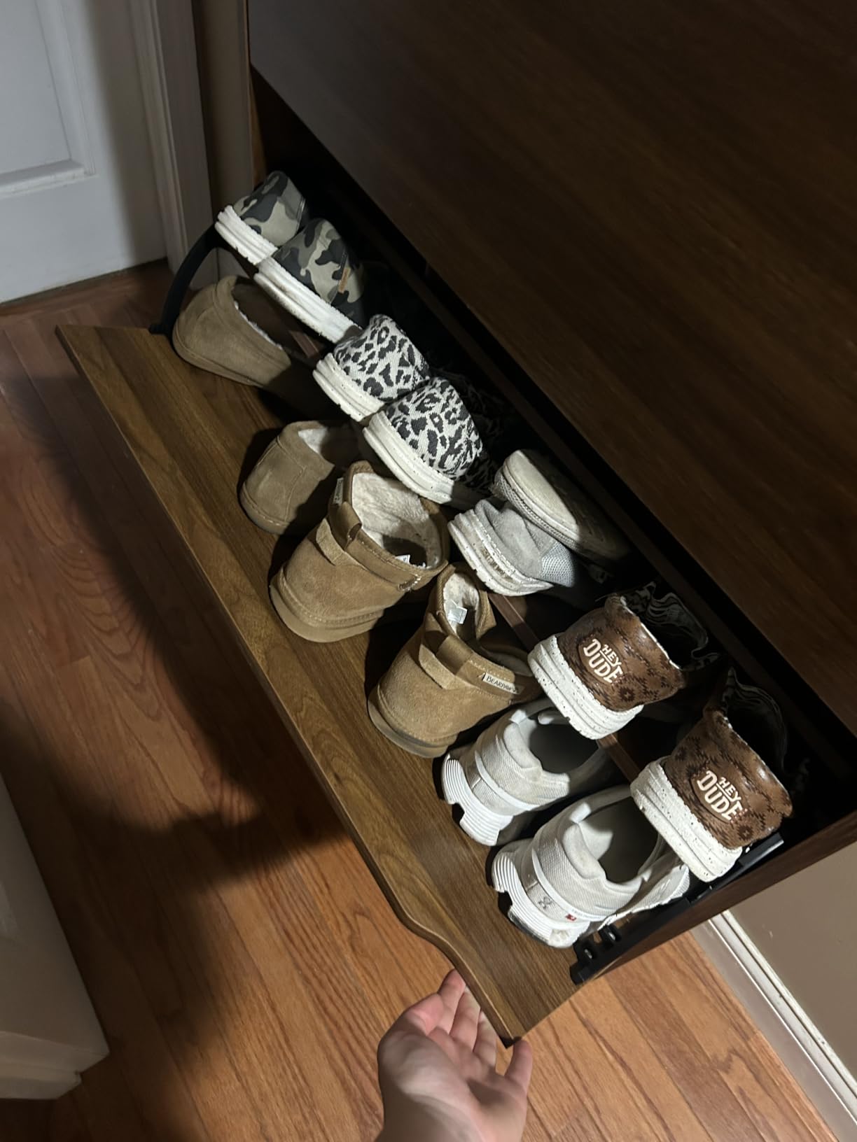 BORNOON Shoe Cabinet with 3 Flip Drawers, Hidden Wood Shoe Cabinet, Freestanding Shoe Storage Cabinet for Entryway Hallway, White customer photo 2