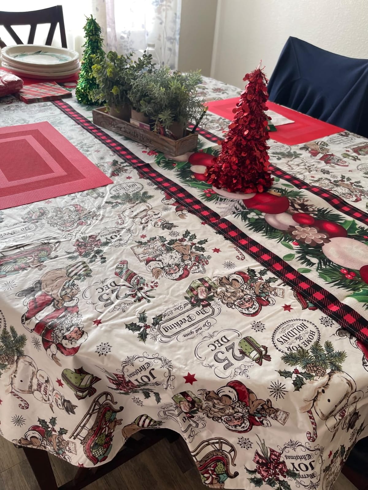 Nepnuser Black and Red Buffalo Check Plaid Christmas Table Runner 90 Inches Long Seasonal Winter Xmas Party Decoration Holiday Home Kitchen Dining Room Decor customer photo 1