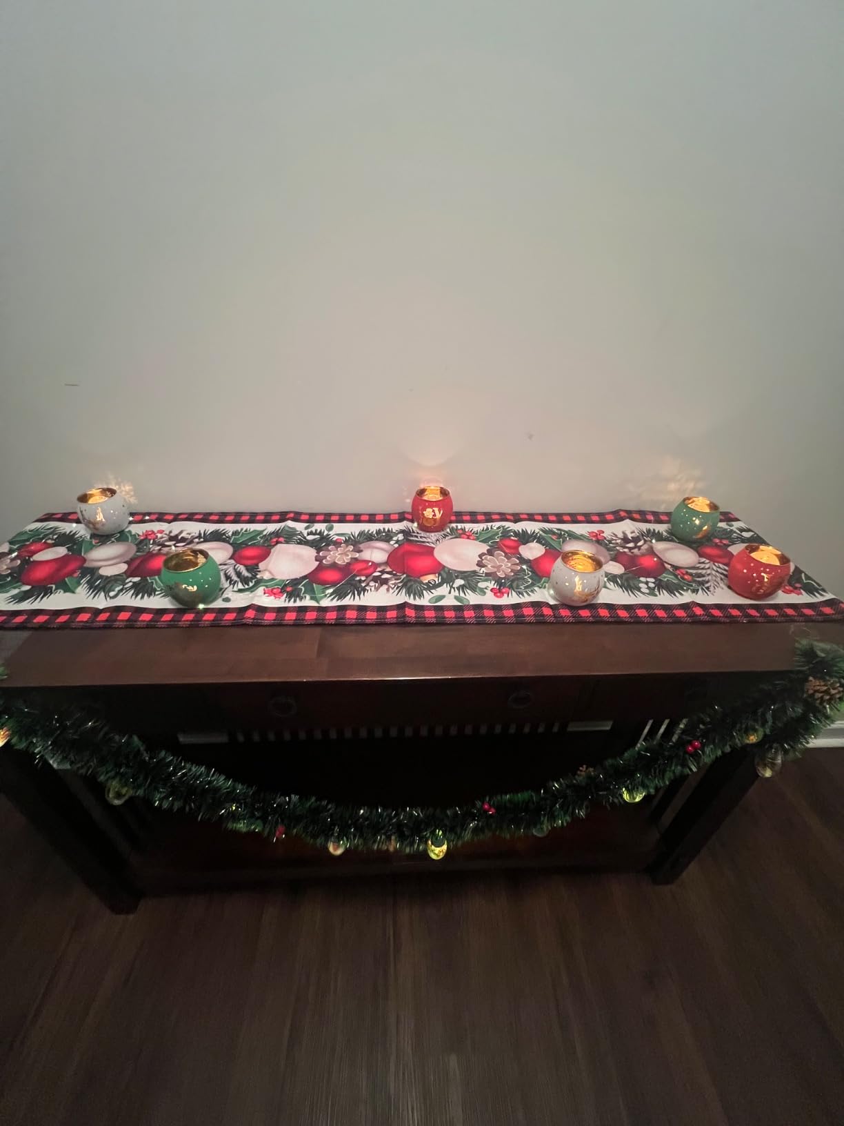 Nepnuser Black and Red Buffalo Check Plaid Christmas Table Runner 90 Inches Long Seasonal Winter Xmas Party Decoration Holiday Home Kitchen Dining Room Decor customer photo 2