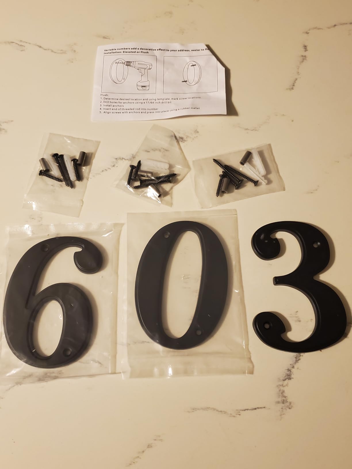 House Numbers 1, Emotionlite House Address Numbers, Black Large Modern House Numbers for Outside, Metal Mailbox Number, 5