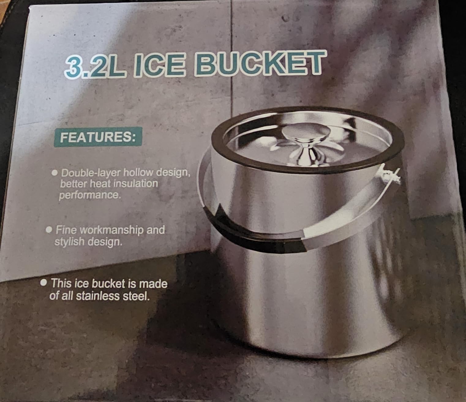 3.2L Double Wall Stainless Steel Ice Bucket for Parties with Lid, Scoop customer photo 1