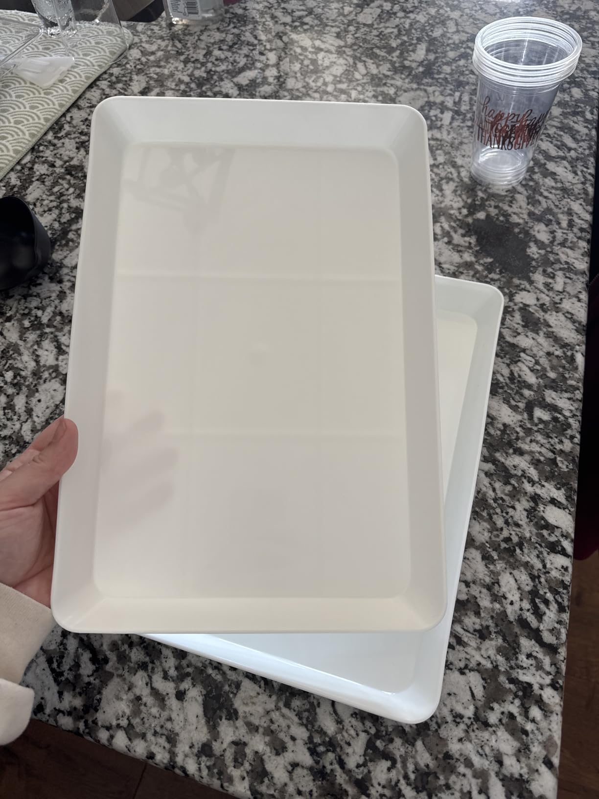 WOWBOX 4-Pack Reusable Plastic Serving Trays for Snacks, Fruit and Parties customer photo 2