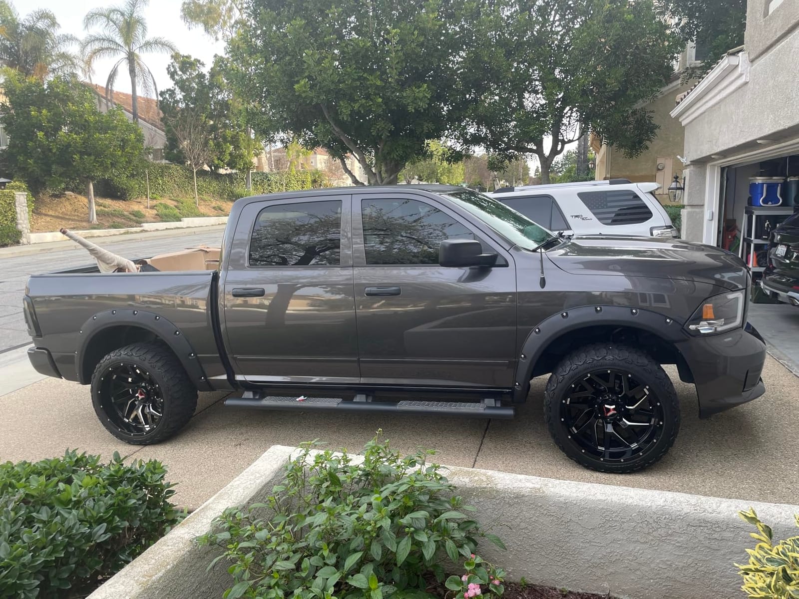 KUAFU Fender Flares Compatible with 2009-2023 Ram 1500 Classic Pocket Rivet | Compatible with 2009-2023 Dodge Ram 1500 Classic Pocket Rivet Style Mud Guards Wheel Cover Protector; Textured Black Front customer photo 1