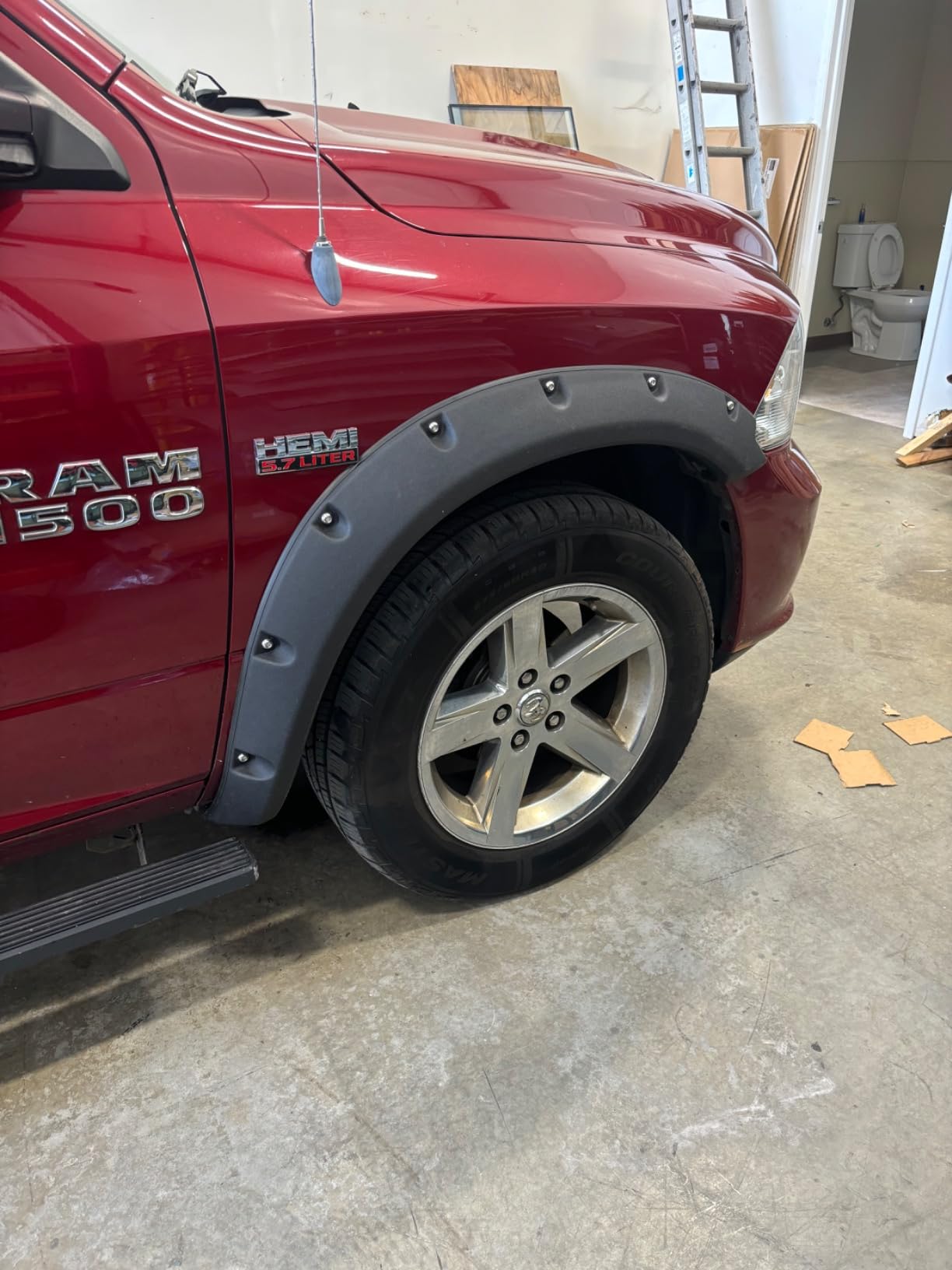KUAFU Fender Flares Compatible with 2009-2023 Ram 1500 Classic Pocket Rivet | Compatible with 2009-2023 Dodge Ram 1500 Classic Pocket Rivet Style Mud Guards Wheel Cover Protector; Textured Black Front customer photo 2
