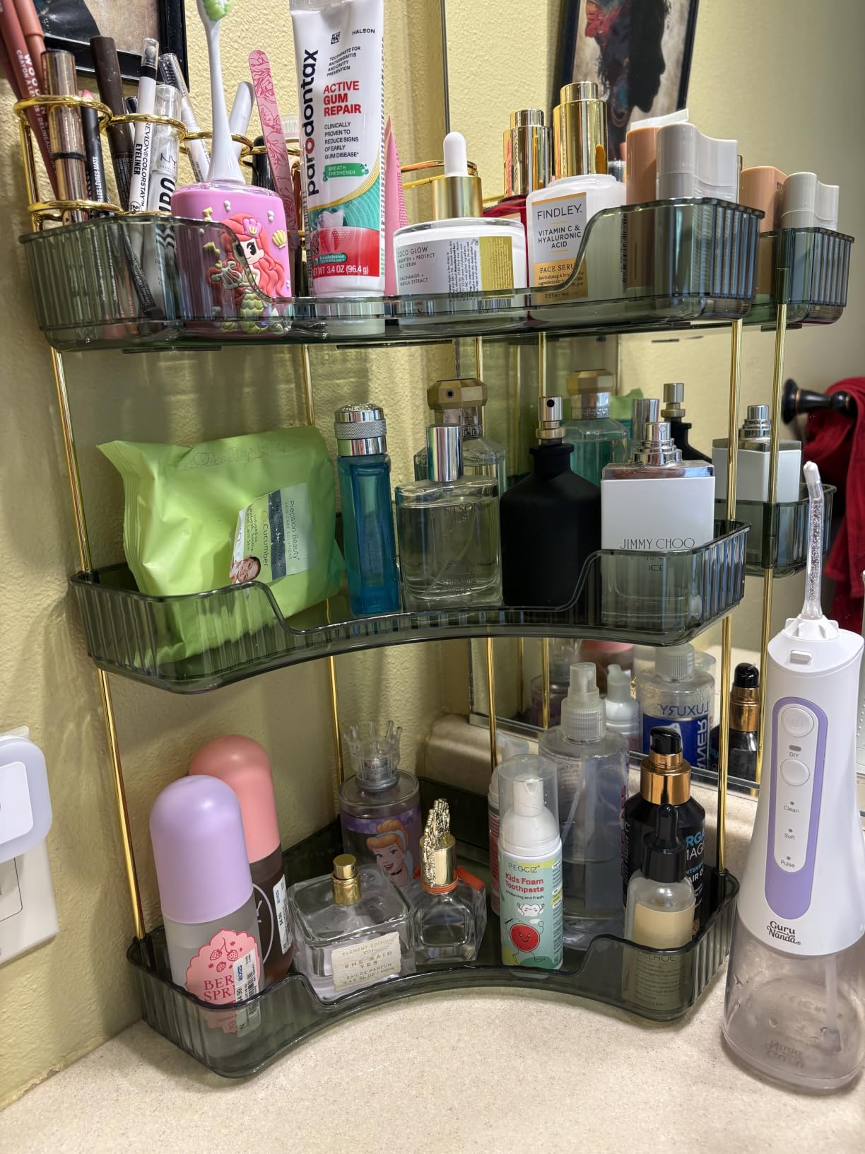 Makeup Organizer 3 Tier Bathroom Counter Organizer with Makeup Brush Holder customer photo 2