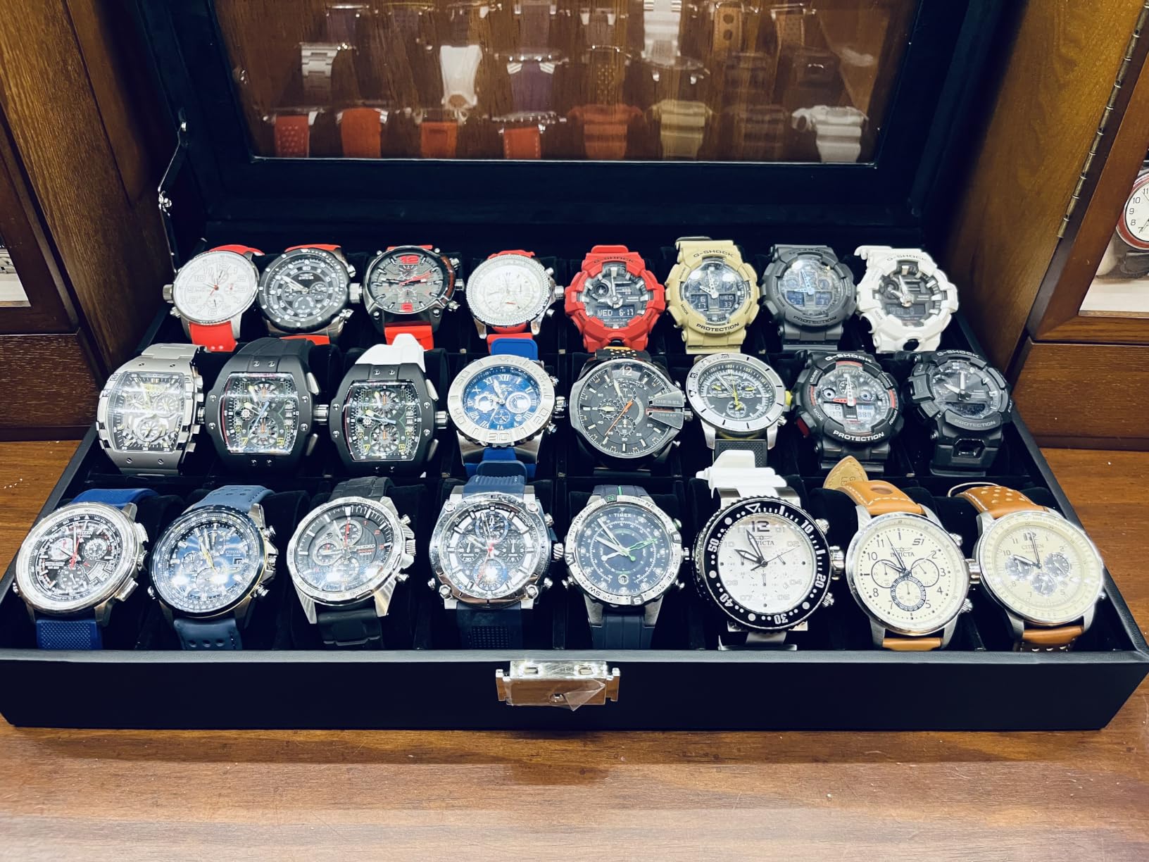 SONGMICS 12 Watch Display Case, Watch Box with Hidden Storage customer photo 2