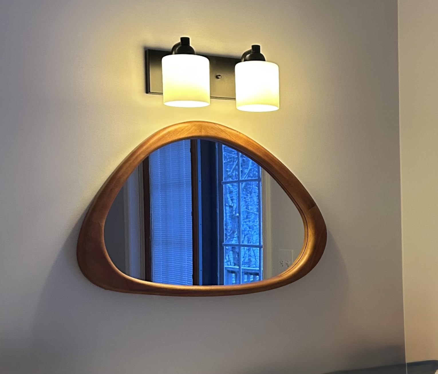 Irregular Wall Mirror, 15*10in Asymmetrical Wood Mirrors, Small Wall Mirror | Hanging Vertically and Horizontally. Mirrors for Wall Decor (Black Walnut) customer photo 2