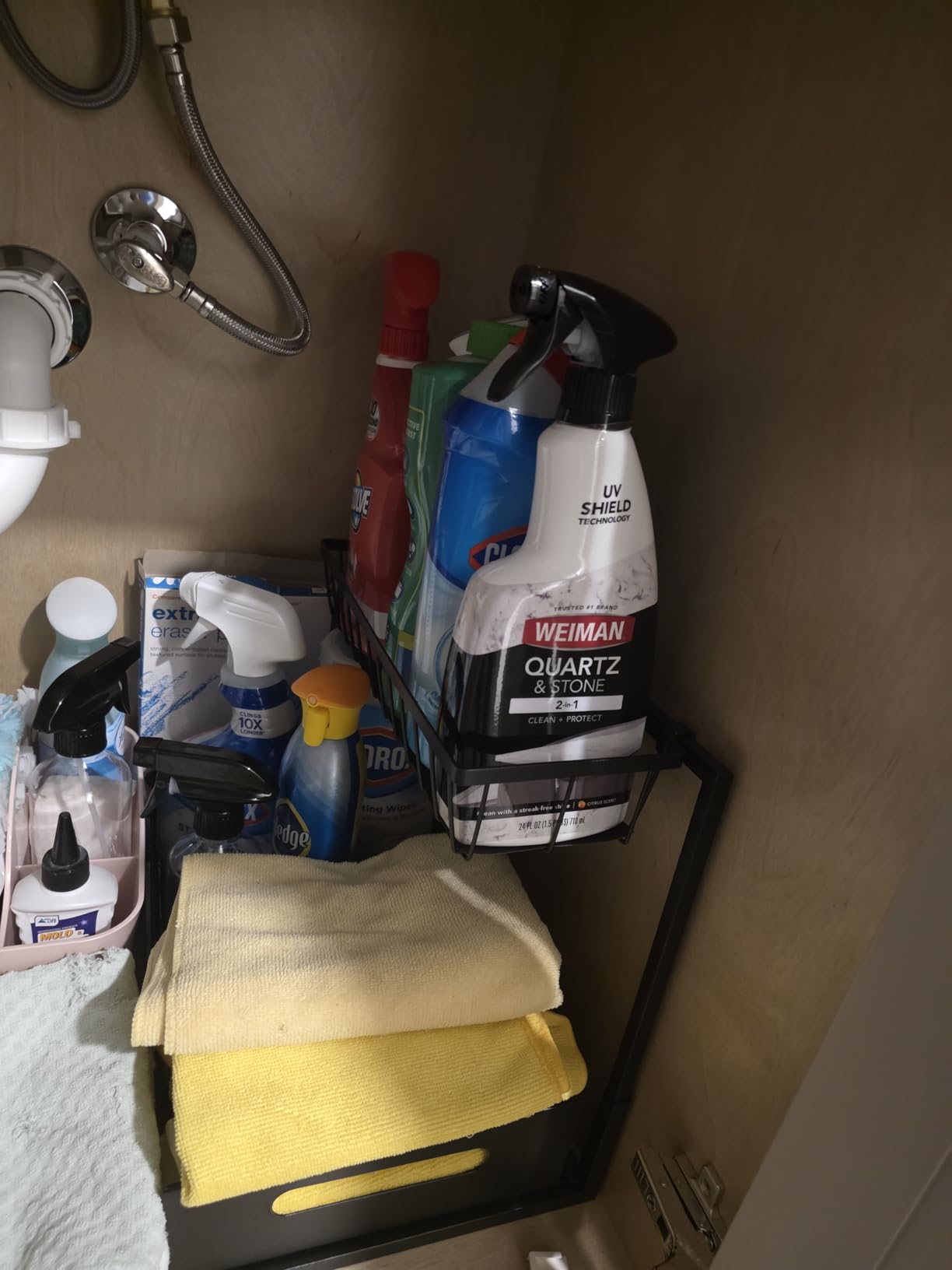 REALINN Under Sink Organizer, L-Shaped 2 Tier Pull Out Cabinet Organizer customer photo 2
