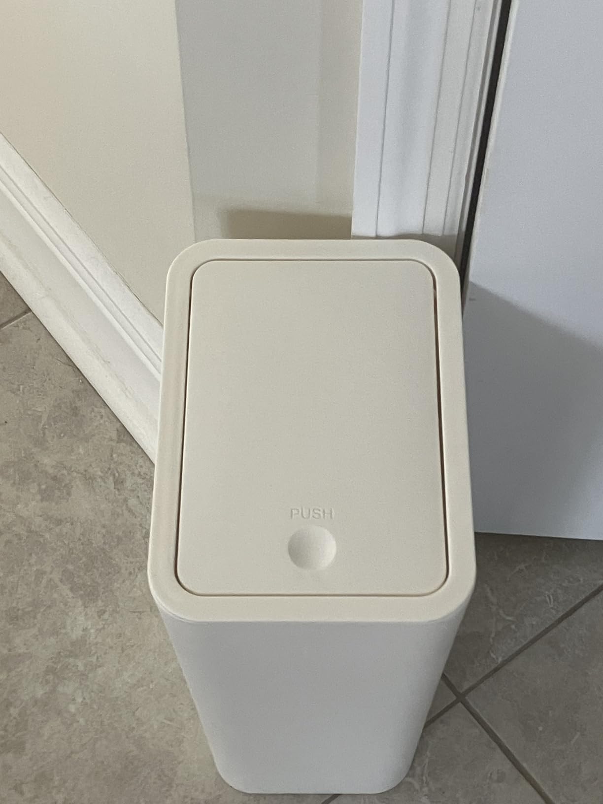 TIPGO Bathroom Trash Can with Lid, 10 Liter/ 2.6 Gallon Slim Garbage Can, Small Trash Bin Waste Basket with Pop-Up Lid for Kitchen, Bedroom, Living Room, Office (Black) customer photo 1