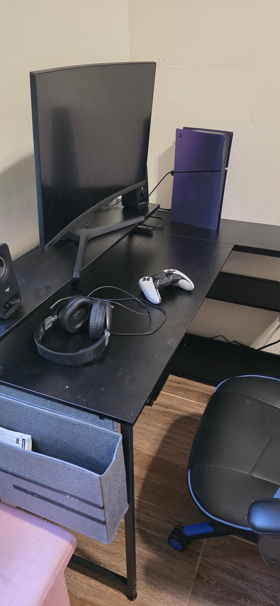 ODK 48 Inch L Shaped Gaming Desk with LED Lights, Power Outlets, Black | Adjustable Monitor Stand, Open Storage Shelves, Hanging Side Bag, PC Tower Stand, Reversible Layout for Gaming customer photo 2