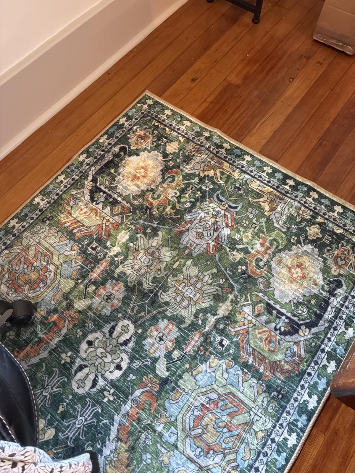 RUGSURE Washable Area Rugs - Perfect for Living Room, Bedroom, Kids Room, Nursery - Stain & Water Resistant Non-Slip, Pet & Child Friendly, Vintage Tribal Area Rugs (Green, 5' x 7') customer photo 2