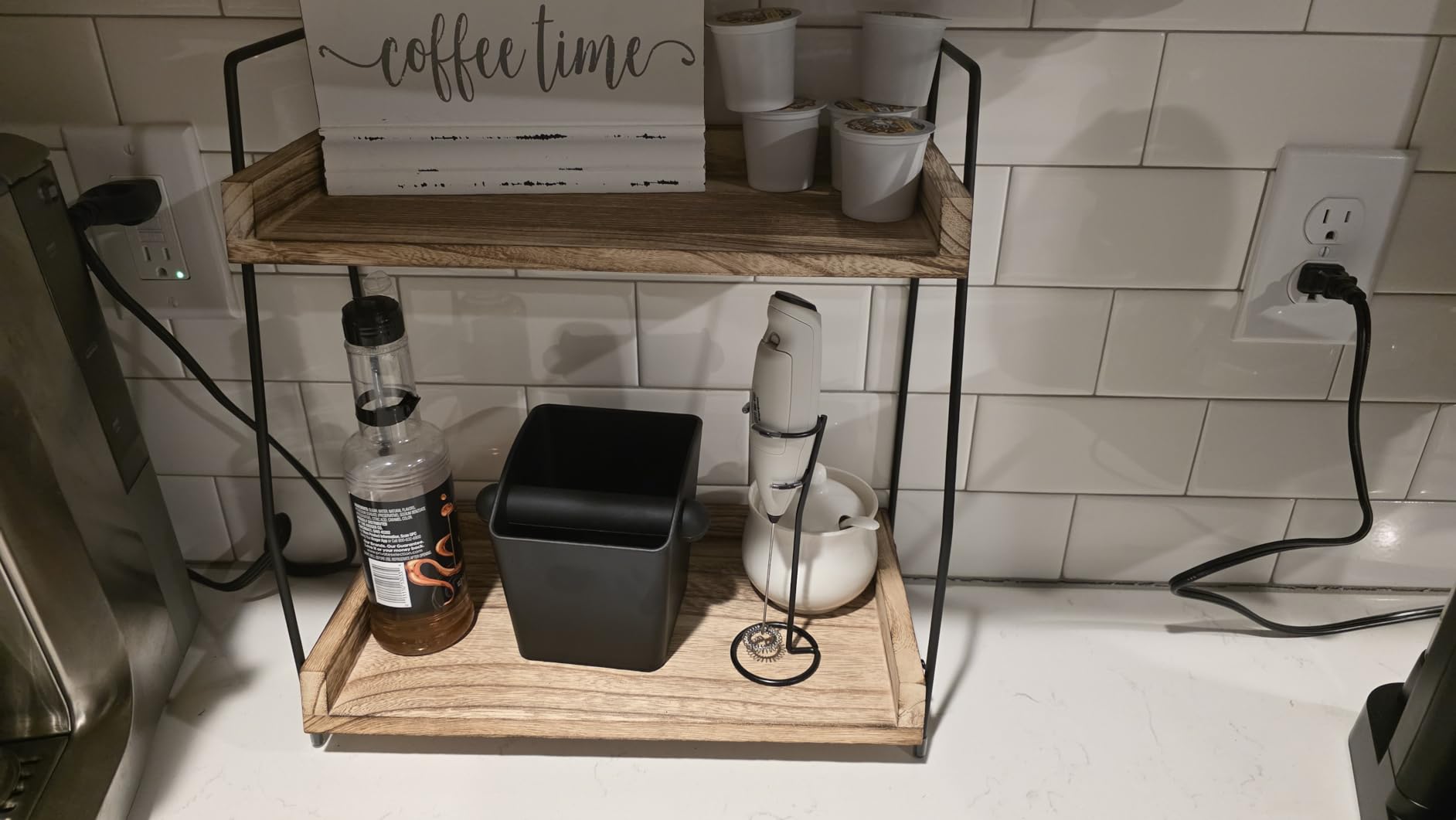 ANBOXIT Countertop Coffee Station Organizer, 2 Tier Wooden Shelf customer photo 1