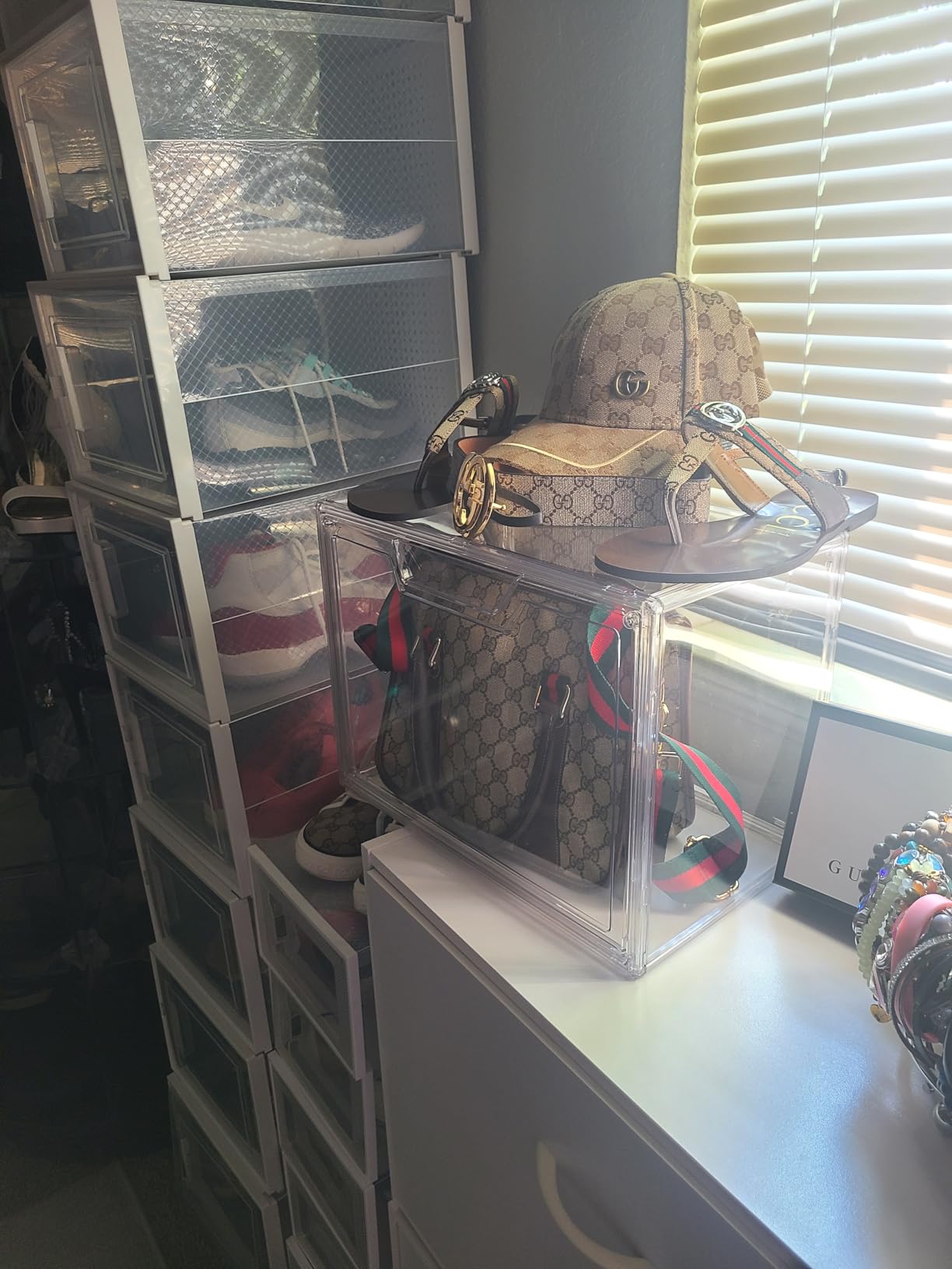 Purse Organizer for Closet,Clear Acrylic Display Case for Handbag Organizer, Purse Storage Box with Magnetic Door, Plastic Storage Bins for Book, Collectibles, Cosmetic (5 Pack) customer photo 2