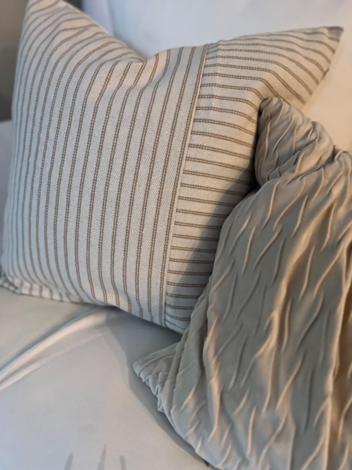 Hckot Red Christmas Throw Pillow Covers 20x20 Set of 2 Striped Pillow Cover customer photo 1