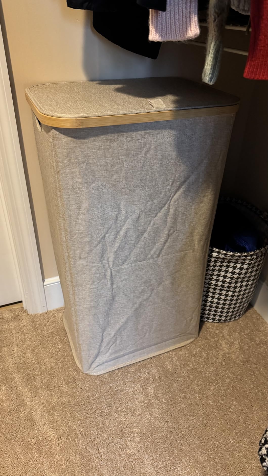 Lifewit 105L Laundry Basket with Lid, Clothes Hampers for Laundry with Bamboo Handles and 1 Removable Bag, Large Foldable Laundry Hamper for Bedroom, Bathroom, Dorm, Laundry Room, Beige customer photo 1