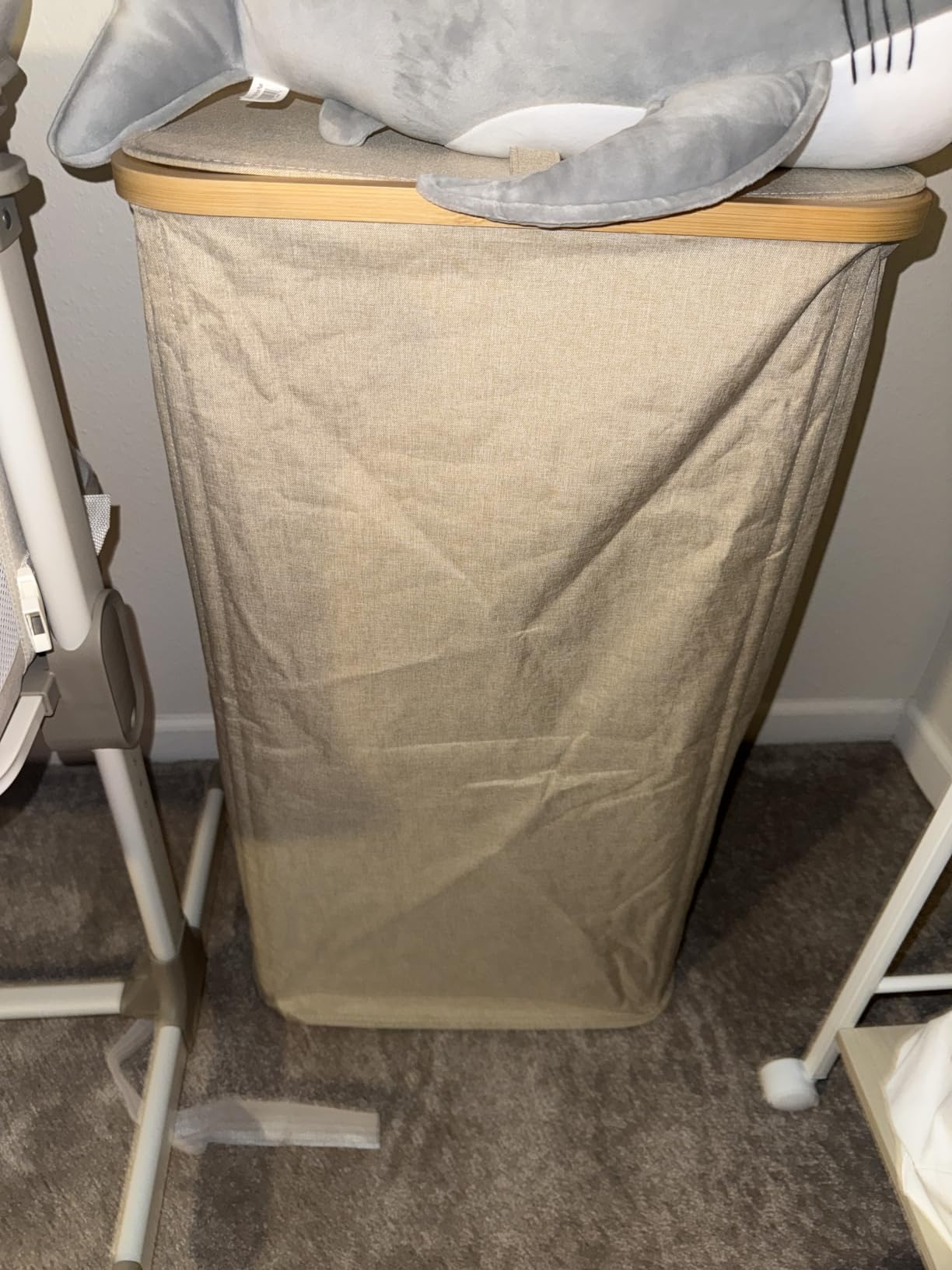Lifewit 105L Laundry Basket with Lid, Clothes Hampers for Laundry with Bamboo Handles and 1 Removable Bag, Large Foldable Laundry Hamper for Bedroom, Bathroom, Dorm, Laundry Room, Beige customer photo 2