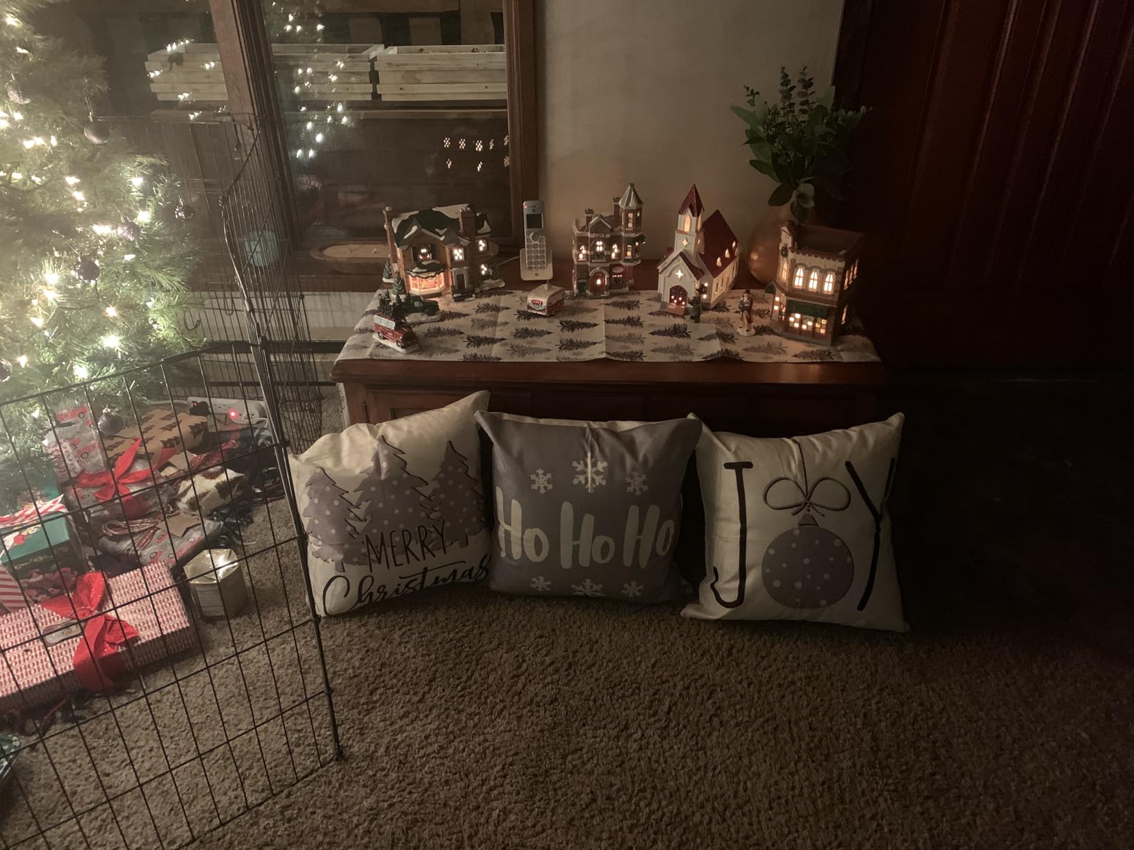 PSDWETS Christmas Pillow Covers 18x18 Set of 4 Christmas Decorations Snowman Deer Tree Winter Holiday Decor Throw Cushion Case for Home Couch customer photo 2