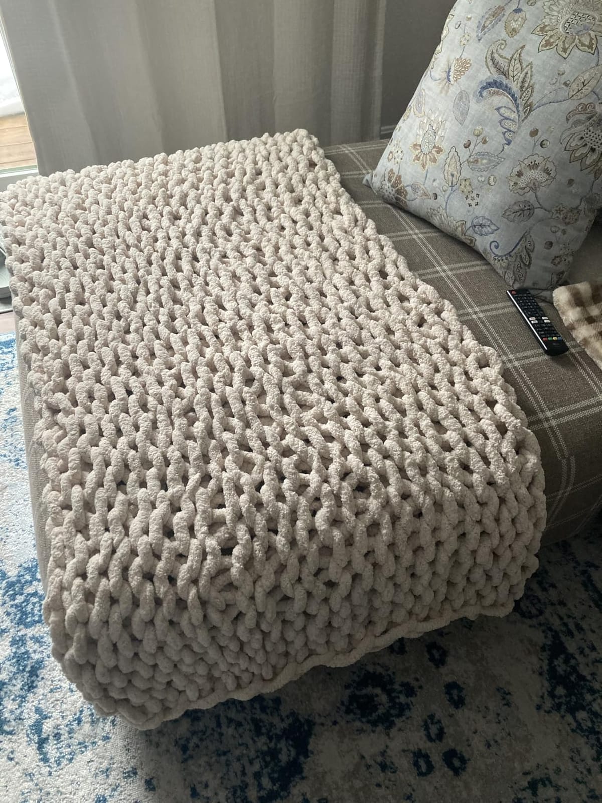 Chunky Knit Blanket Throw for Couch, 51