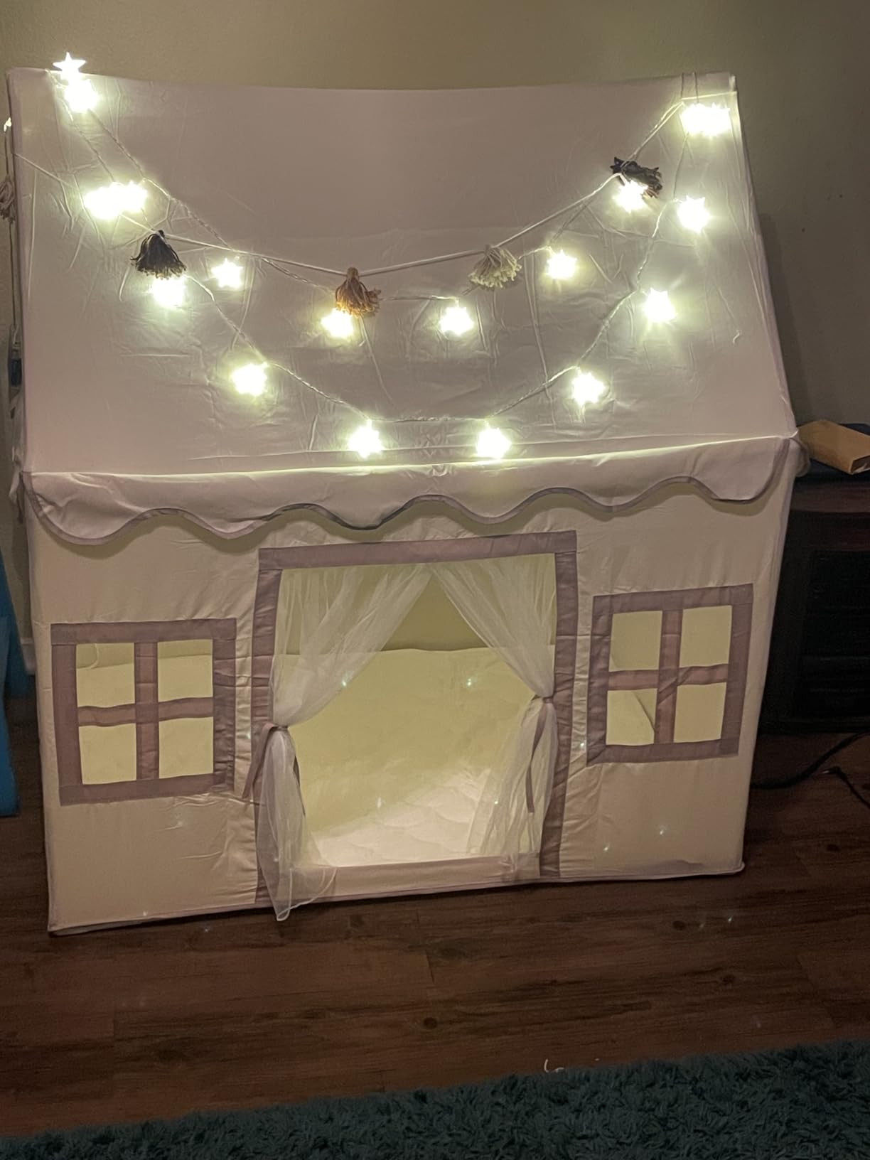 Kids Play Tent Indoor: with Mat, Tassel Garland - Girl Tent Indoor Playhouse for Kids Toys for Boy Girl Birthday Gift customer photo 2