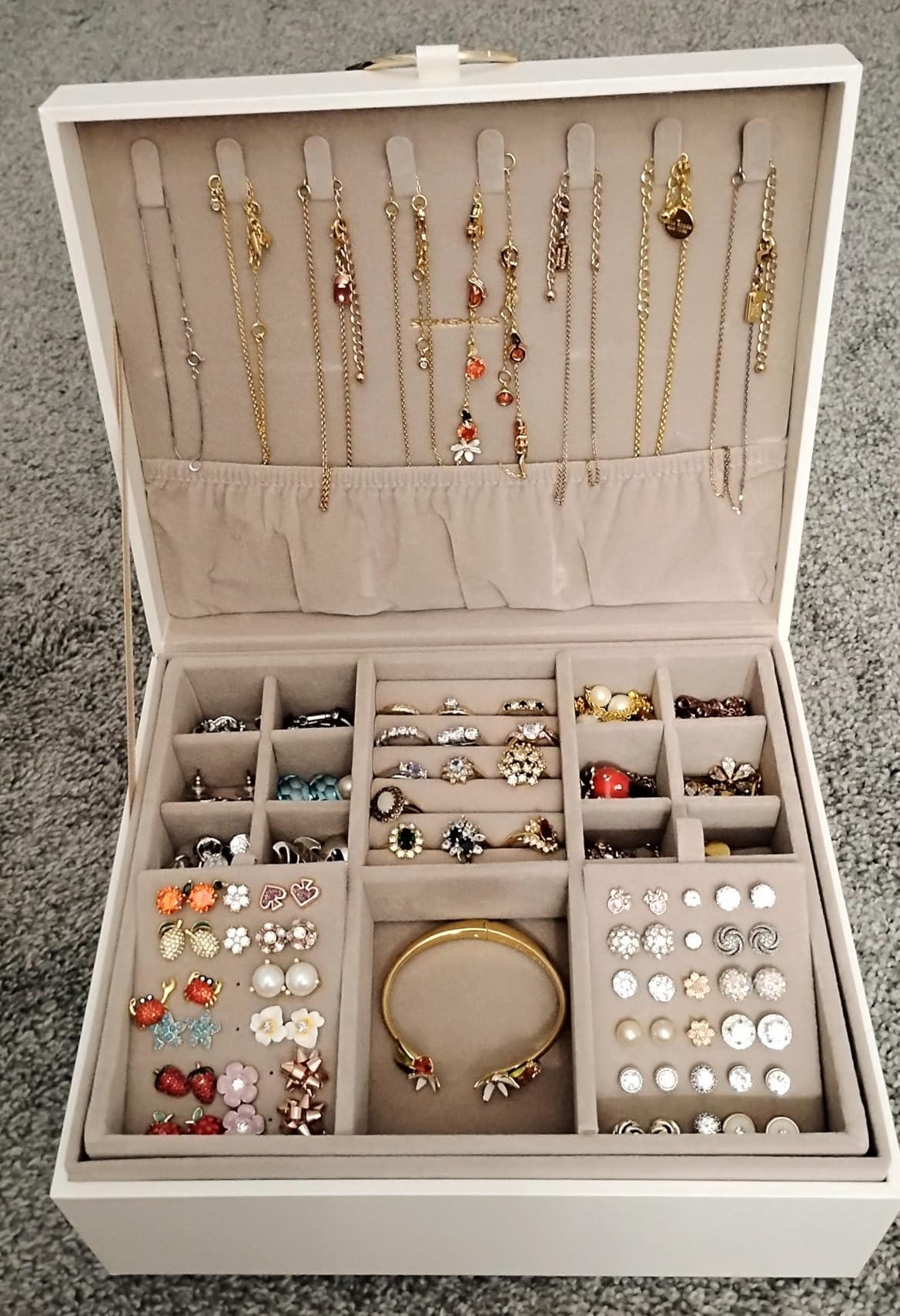 SONGMICS 2-Layer Jewelry Box with Handle, Removable Tray, Floating Effect customer photo 1