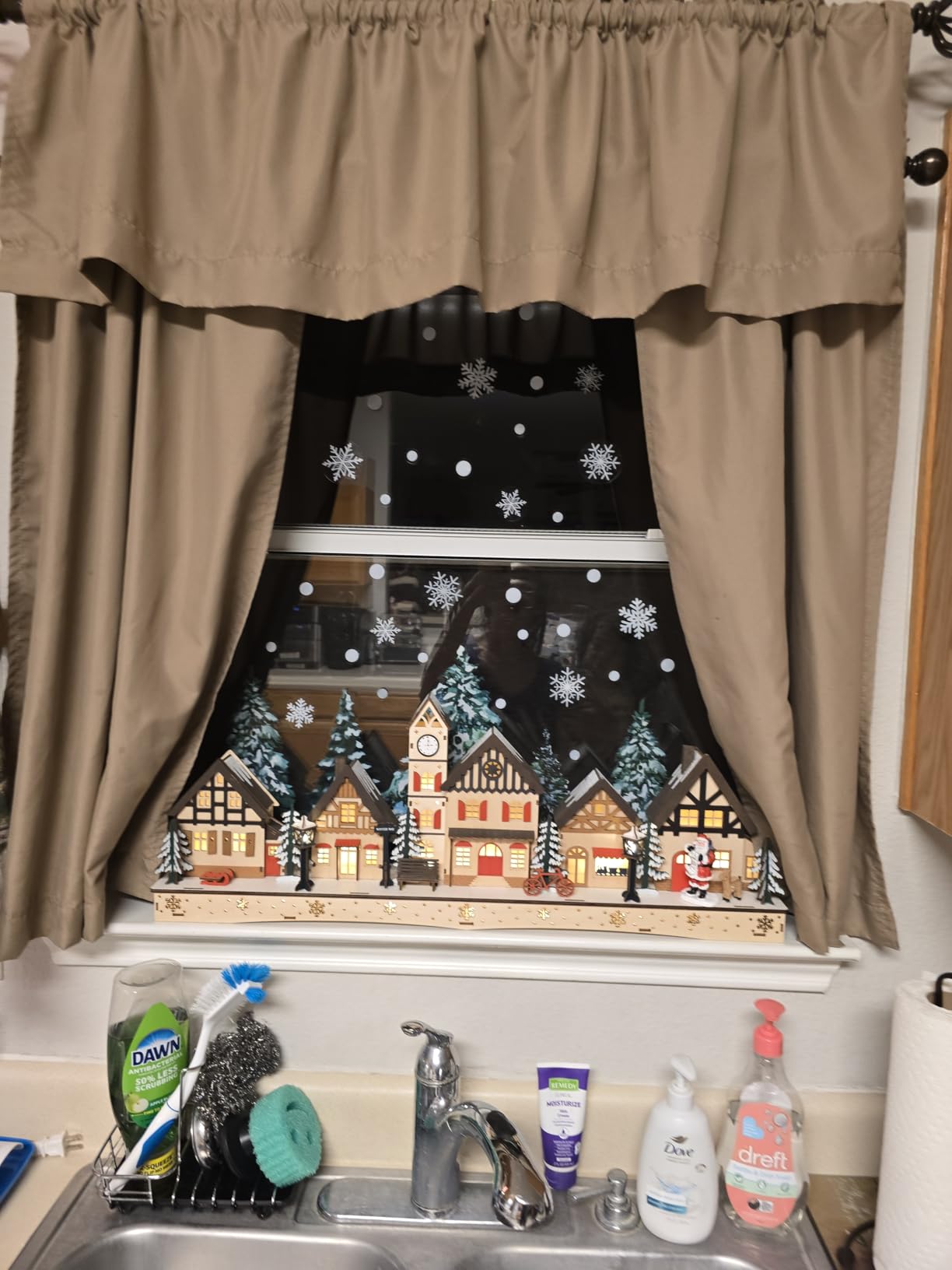 Best Choice Products Pre-Lit Wooden Christmas Village, Winter Mantel Decor, Traditional Holiday Decoration for Home, Living Room, Entryway w/LED Lights, Plug-in/Battery-Powered w/Timer customer photo 2