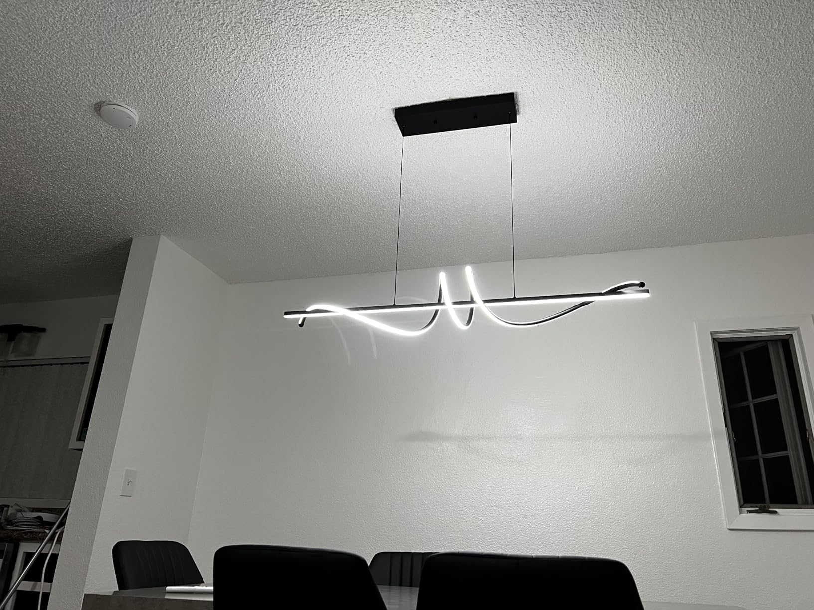 Modern Chandelier, Linear Pendant Light LED Dimmable Hanging Light Fixture, 3000K-6500K with Remote Control (Black, 47IN) customer photo 1