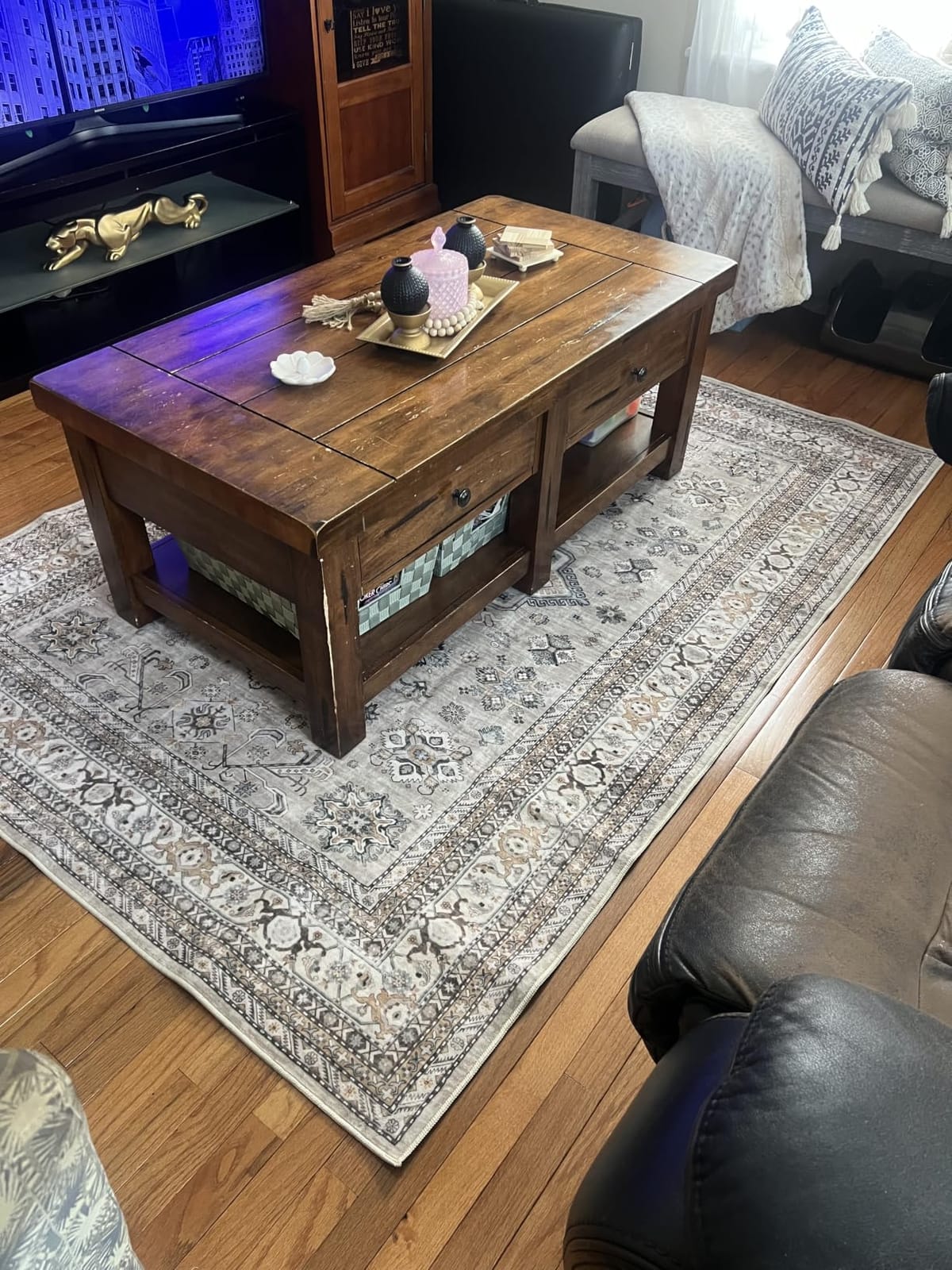 cotiled 9x12 Area Rug for Living Room, Washable, Traditional, Beige customer photo 2