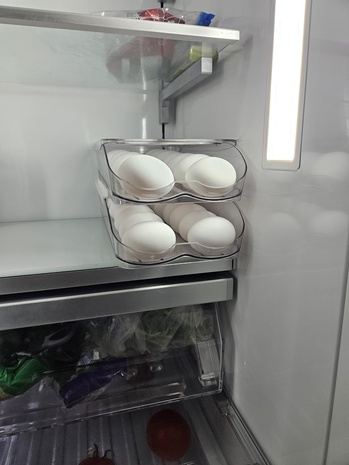 RoskDeewat Egg Holder for Fridge, Automatic Rolling Egg Container -2 Tier customer photo 1